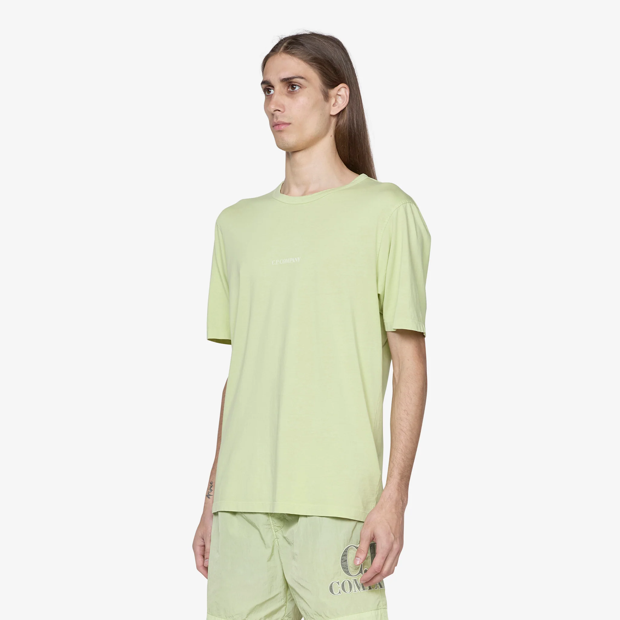 24/1 Jersey Resist Dyed Logo T-Shirt White Pear - Image 3