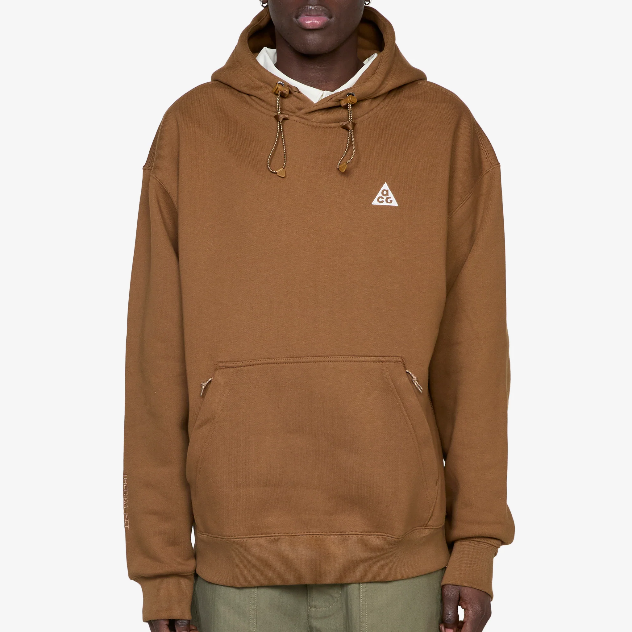 ACG Therma-FIT Fleece Pullover Hoodie Mosswood Brown | Light Khaki | Summit White - Image 5