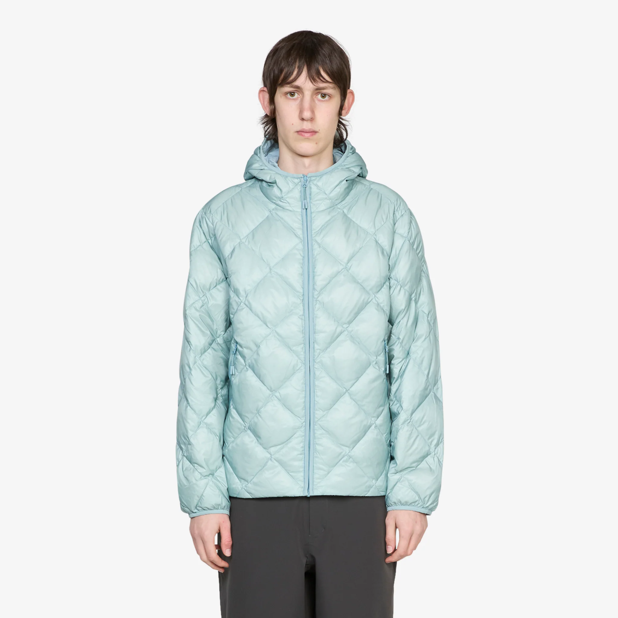 Base Light Down Hooded Jacket Turquoise