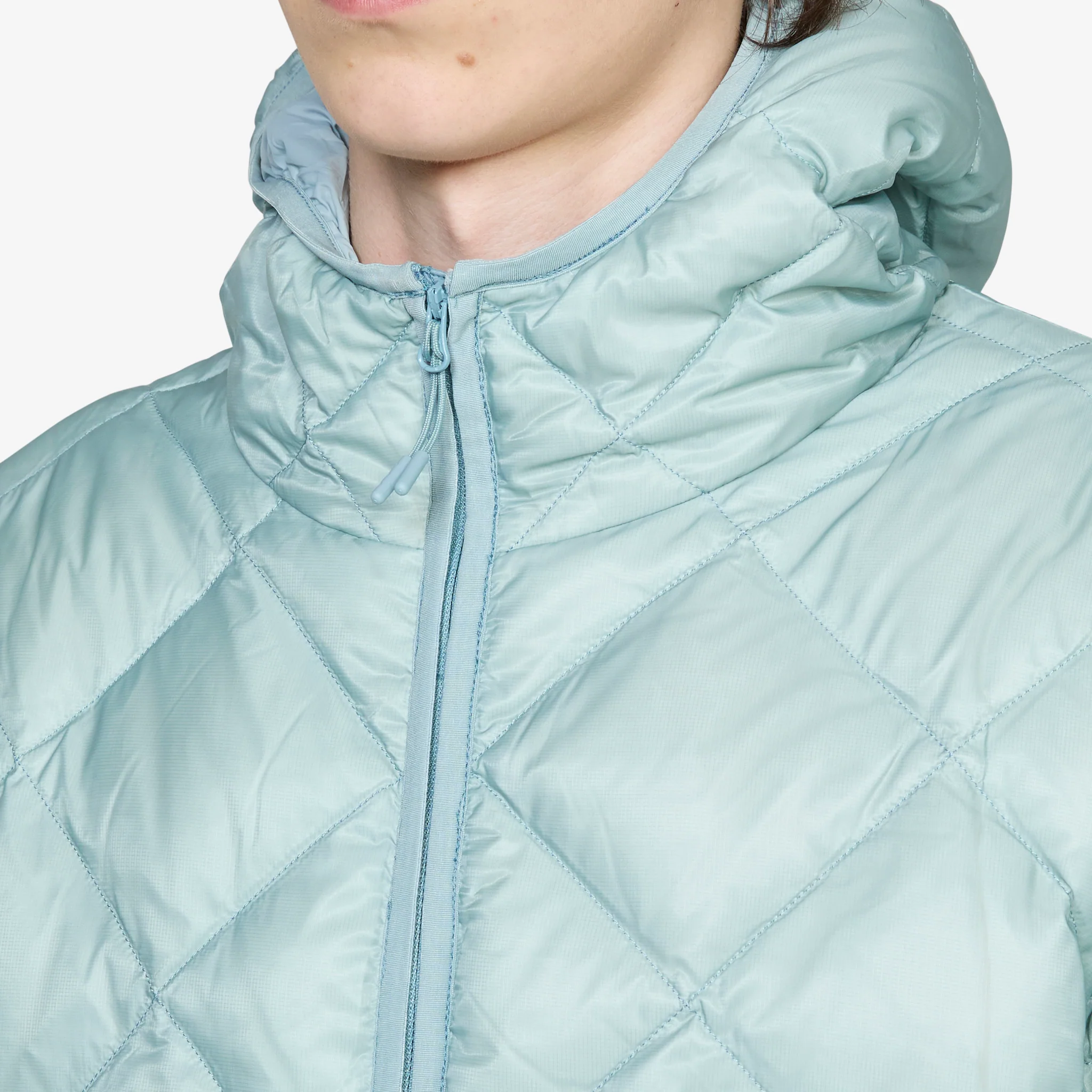 Base Light Down Hooded Jacket Turquoise - Image 2