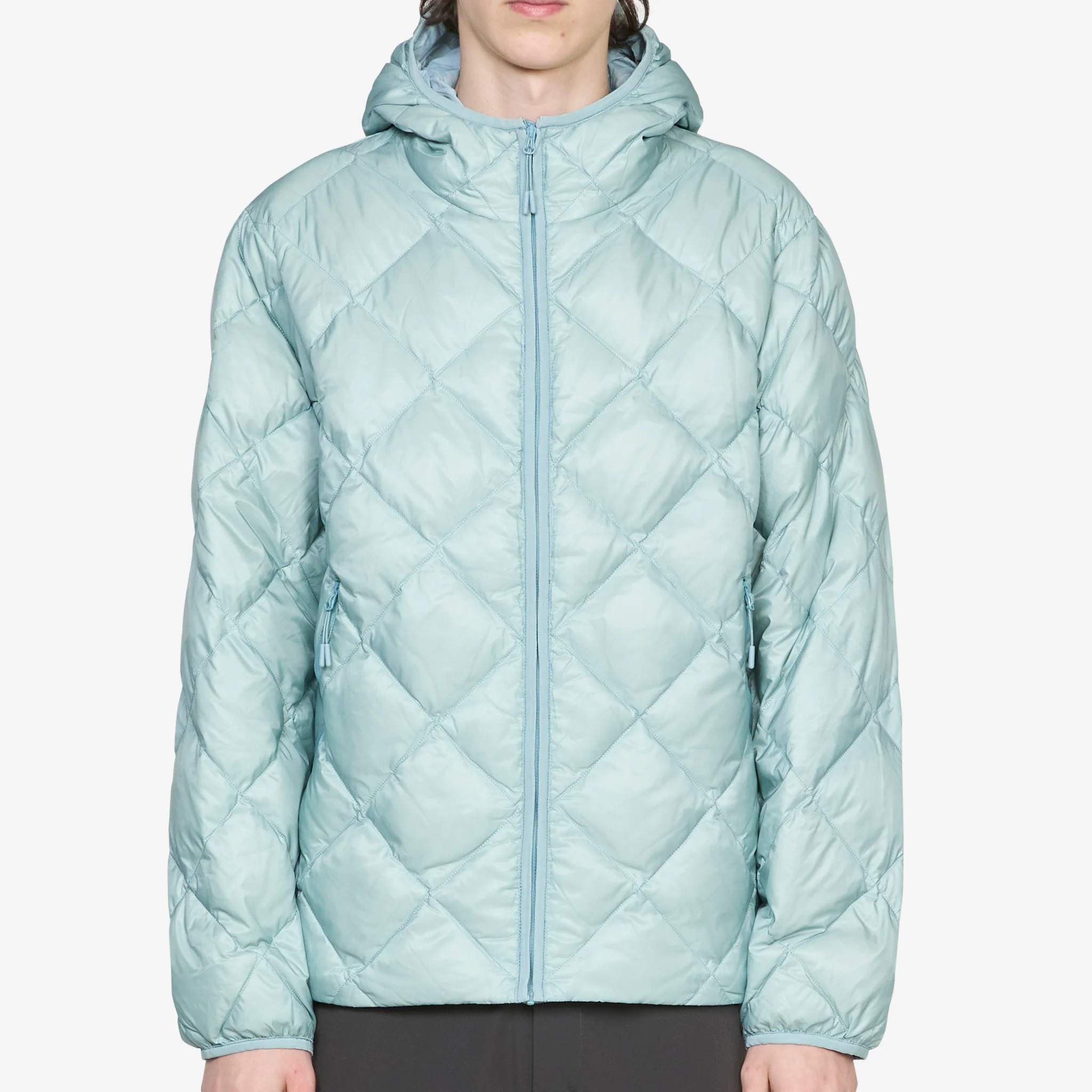 Base Light Down Hooded Jacket Turquoise - Image 3