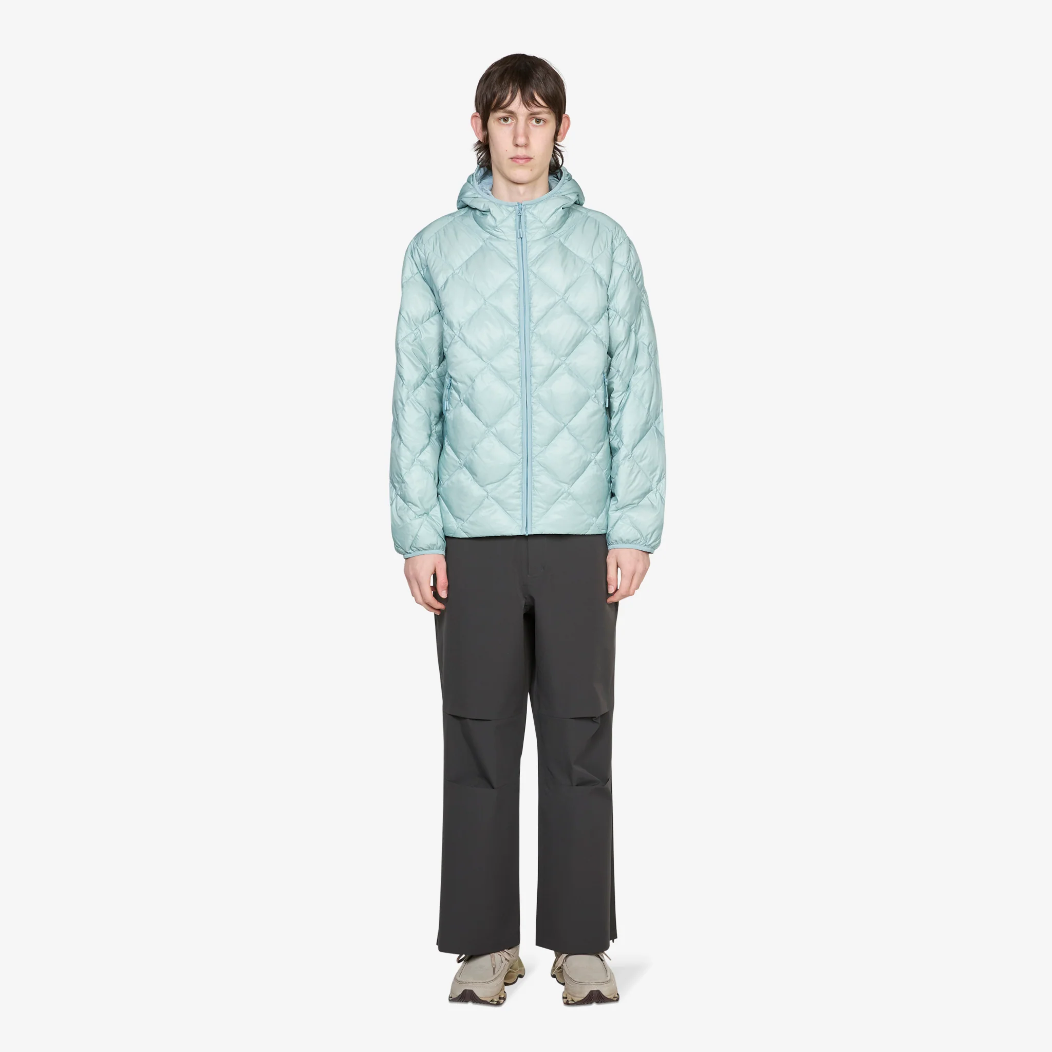 Base Light Down Hooded Jacket Turquoise - Image 5