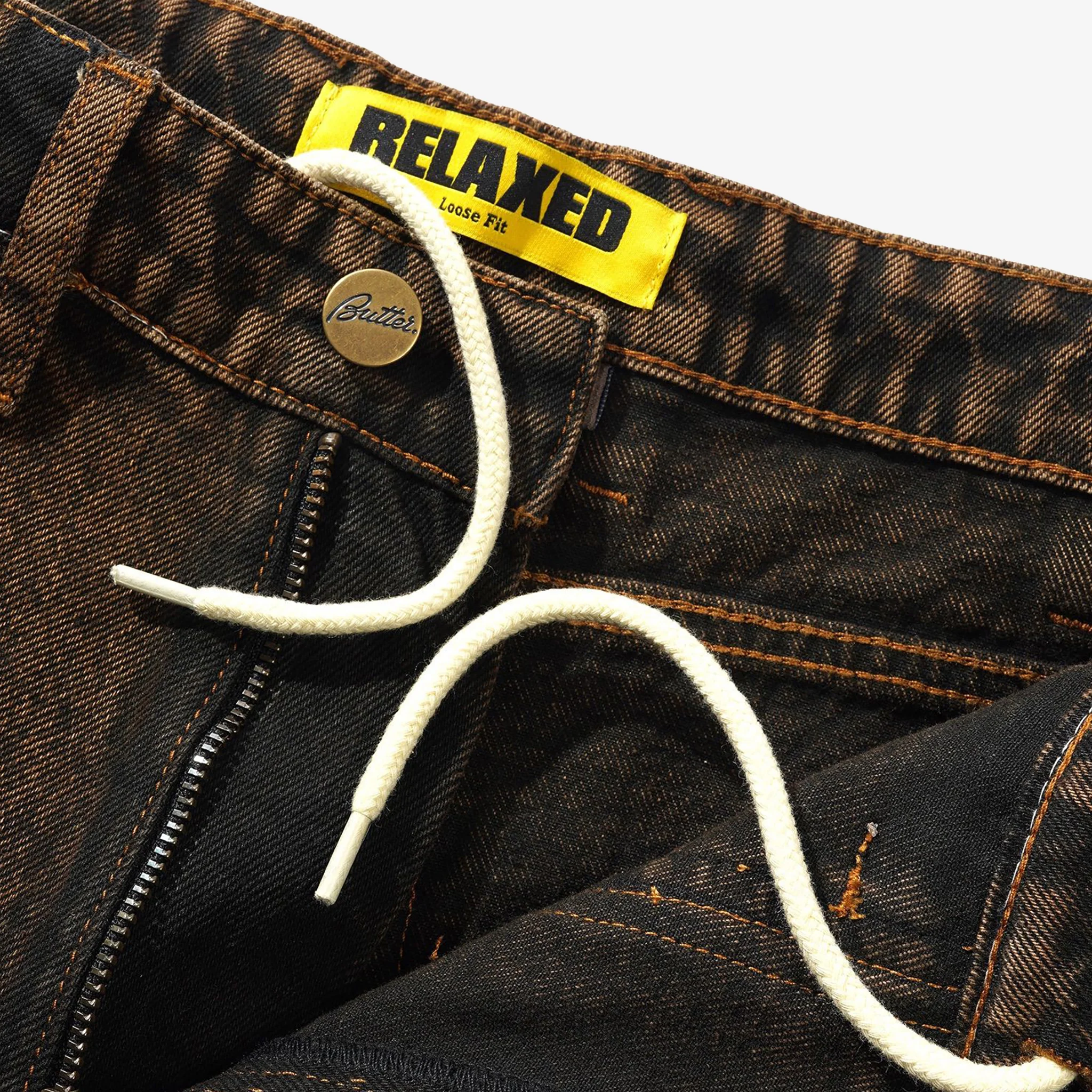 Breakdown Denim Jeans Acid Wash Brown - Image 6