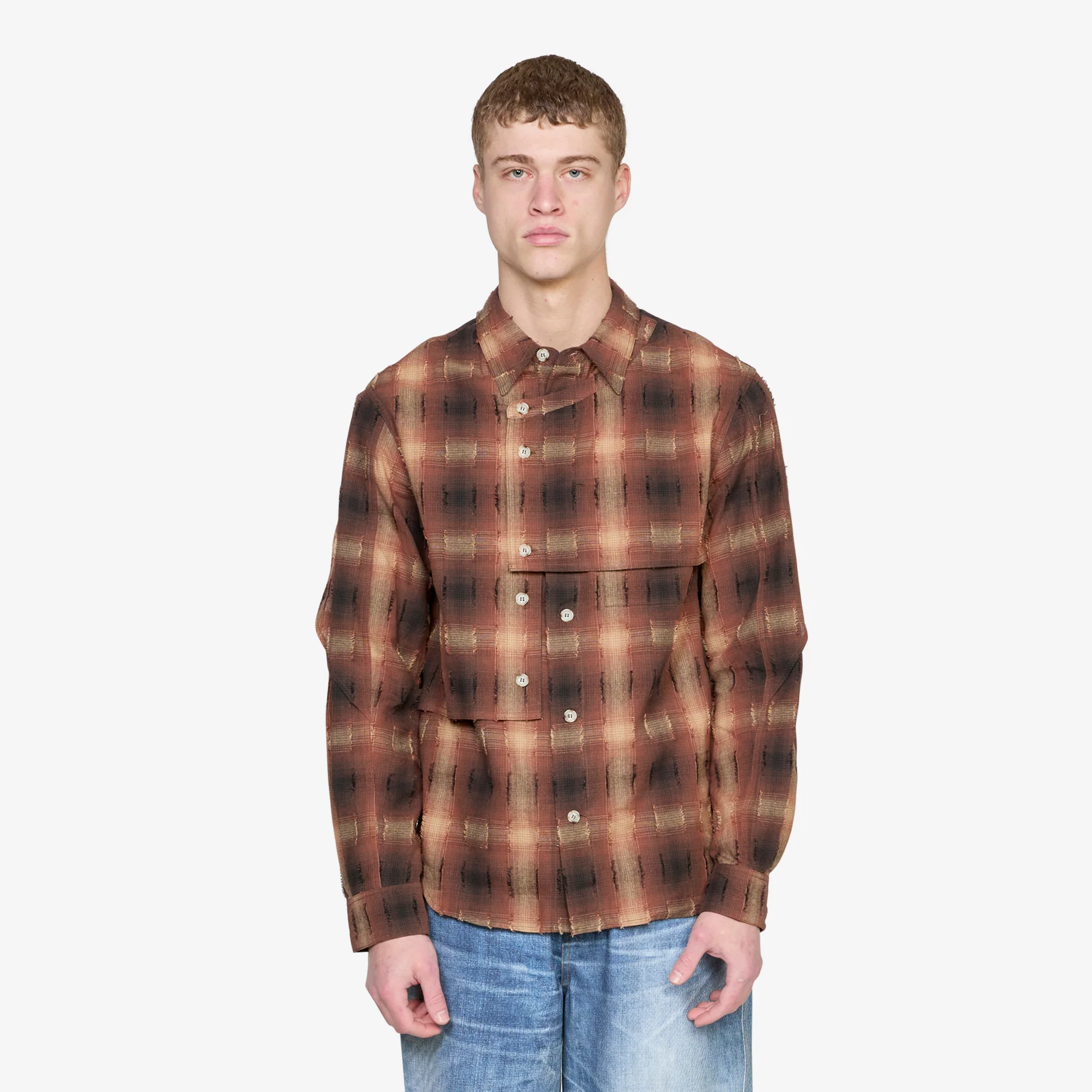 Check Layered Shirt Brown