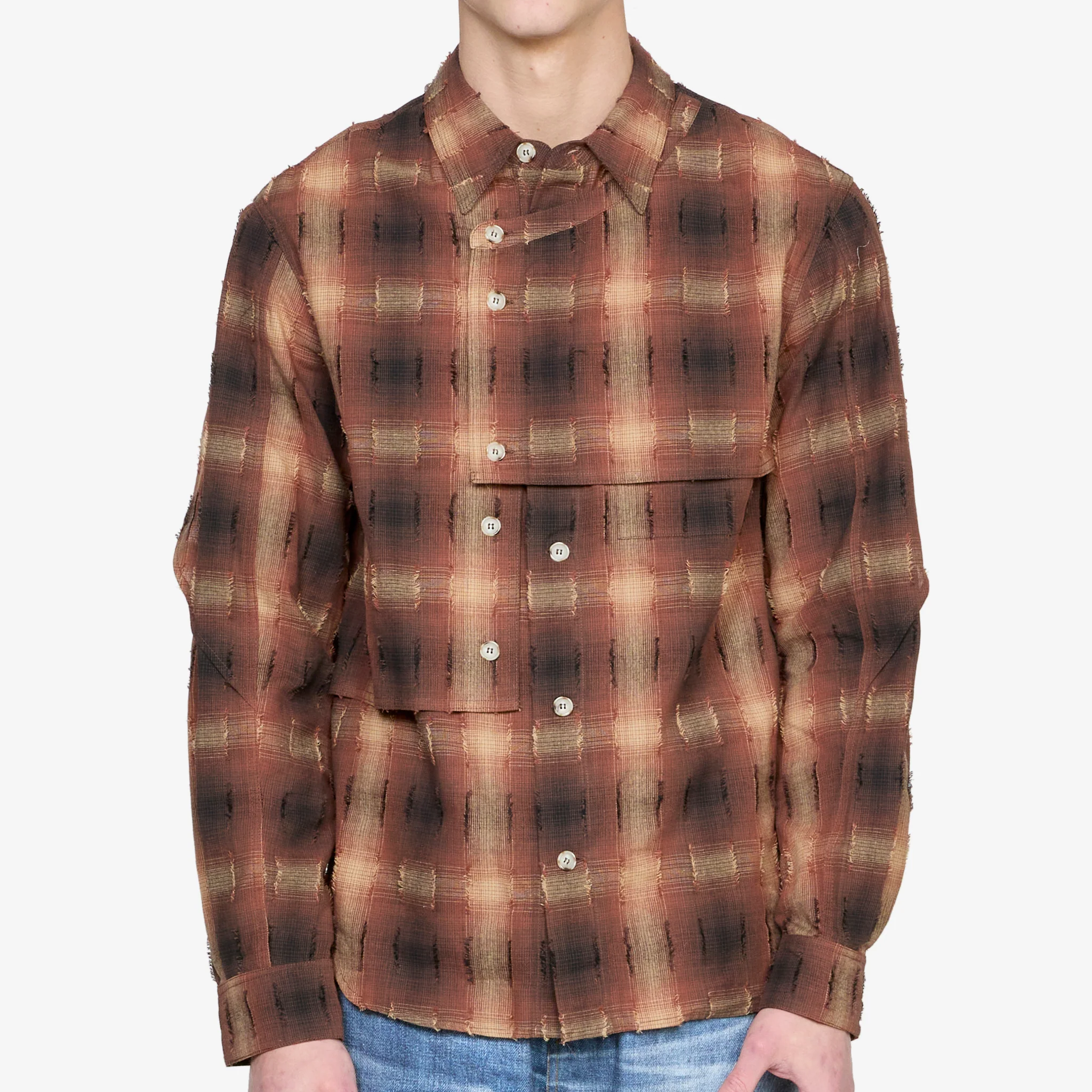 Check Layered Shirt Brown - Image 2
