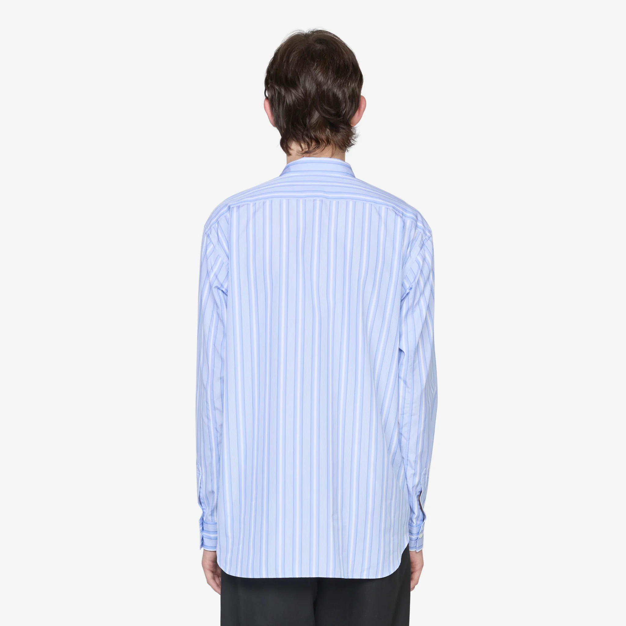 Checked Panel Striped Shirt Blue - Image 3