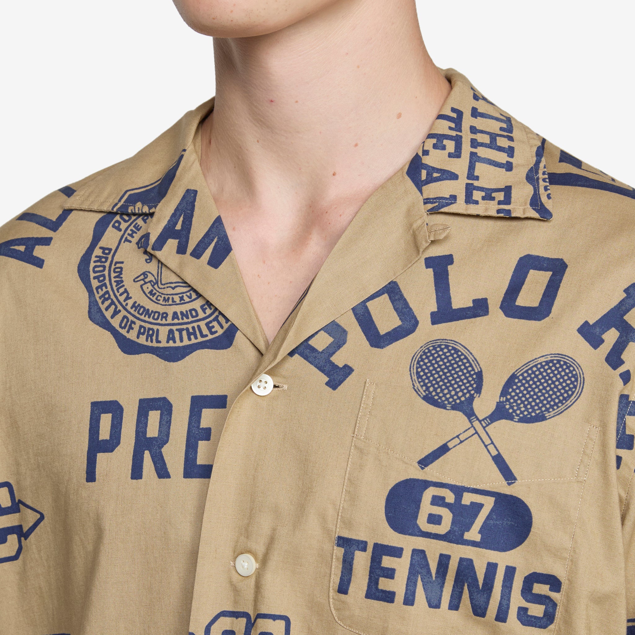 Classic Fit Cotton-Linen Camp Shirt Polo Athletics Toss - Image 2