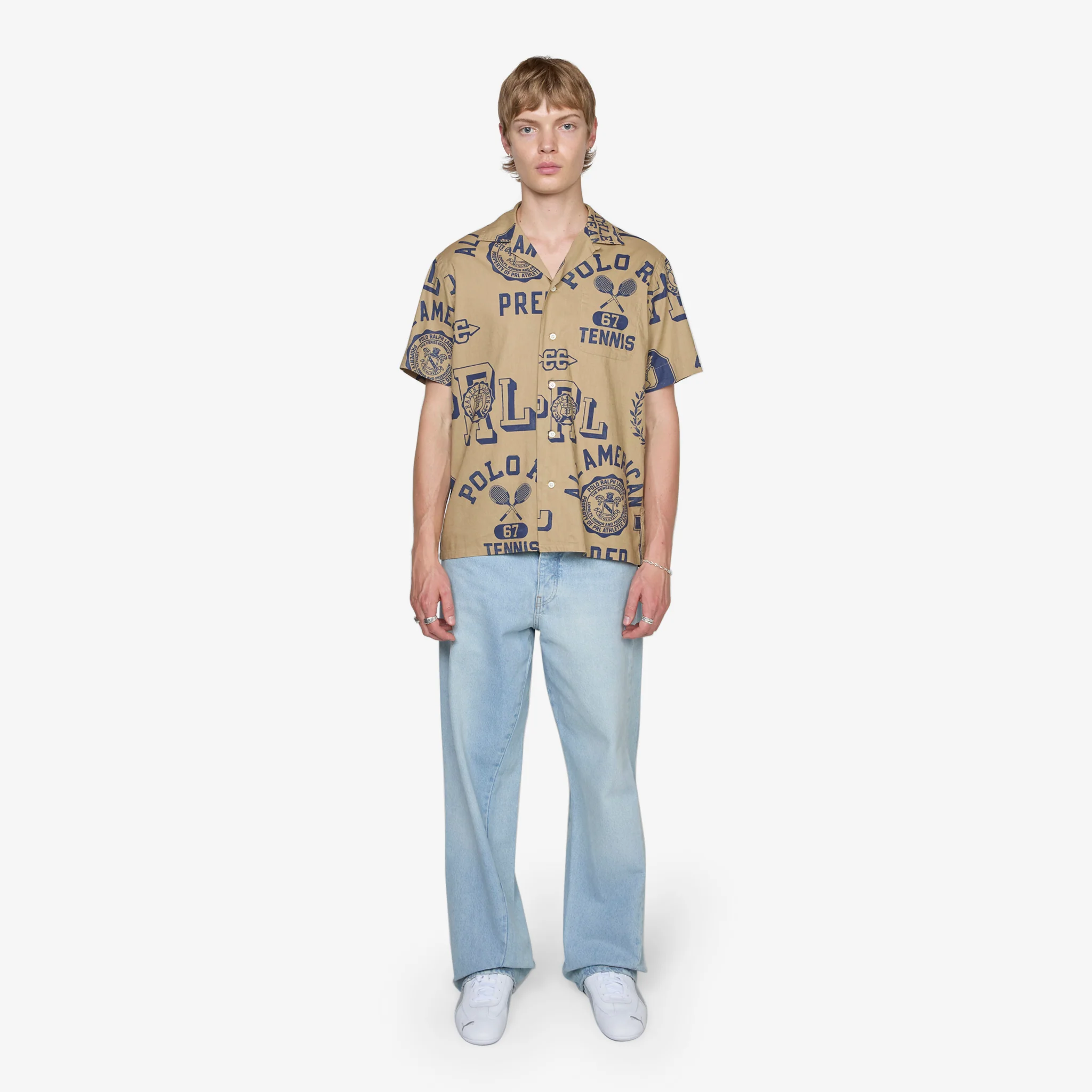 Classic Fit Cotton-Linen Camp Shirt Polo Athletics Toss - Image 5