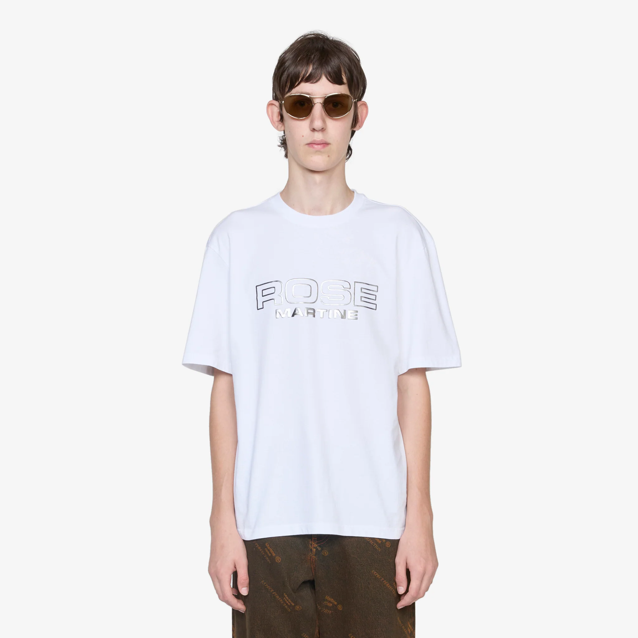 Classic T-Shirt White Rose Outline