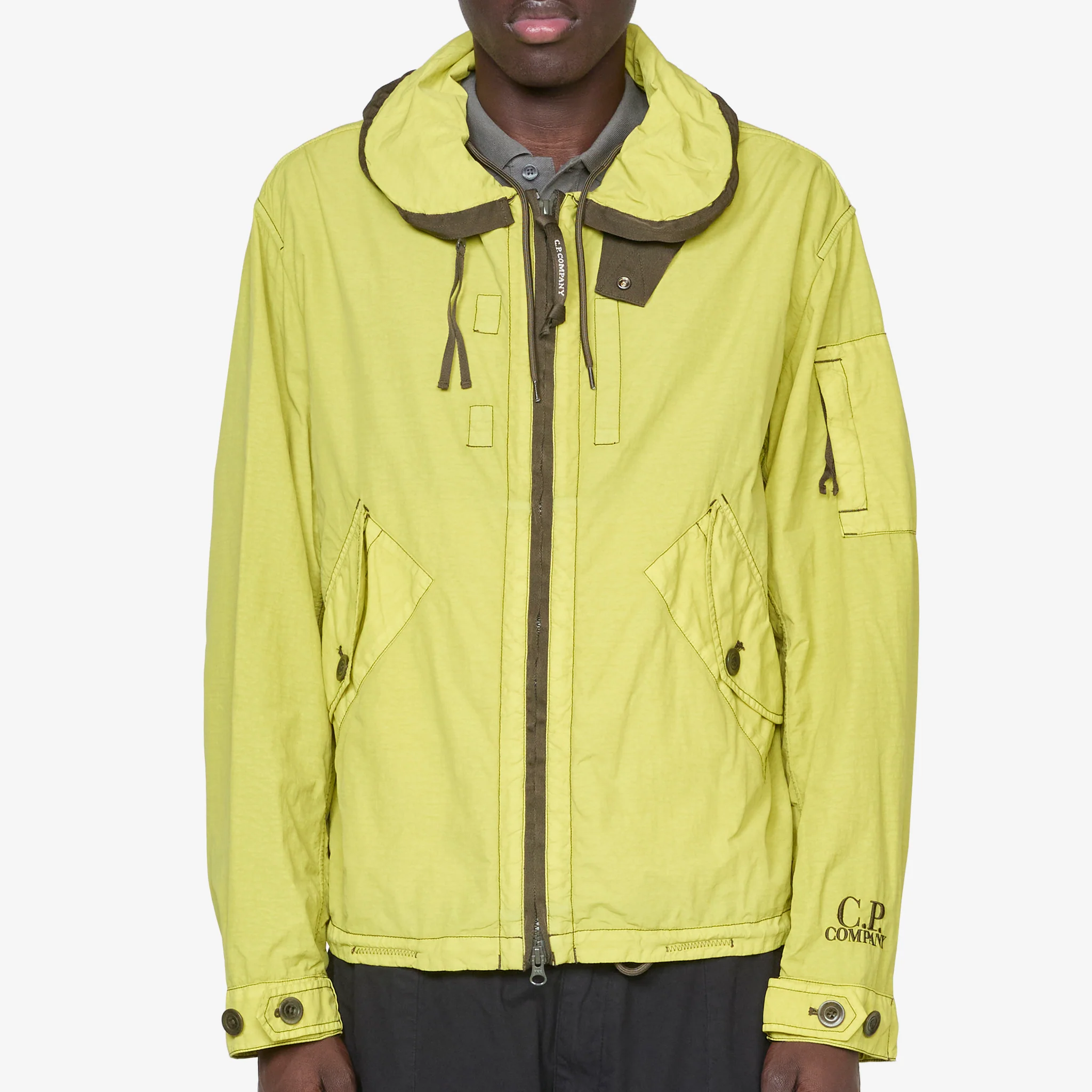 Contrast Flatt Nylon Hooded Jacket Cress Green - Image 10