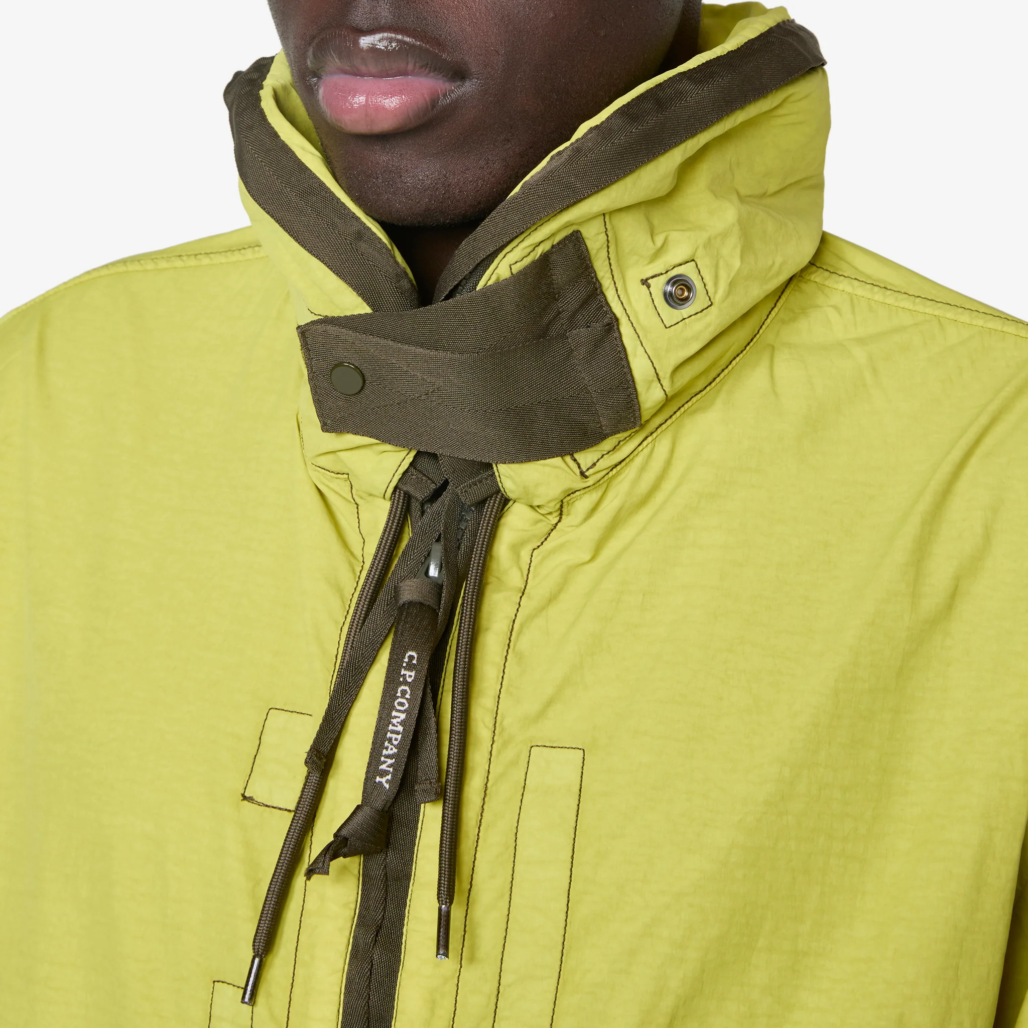 Contrast Flatt Nylon Hooded Jacket Cress Green - Image 6
