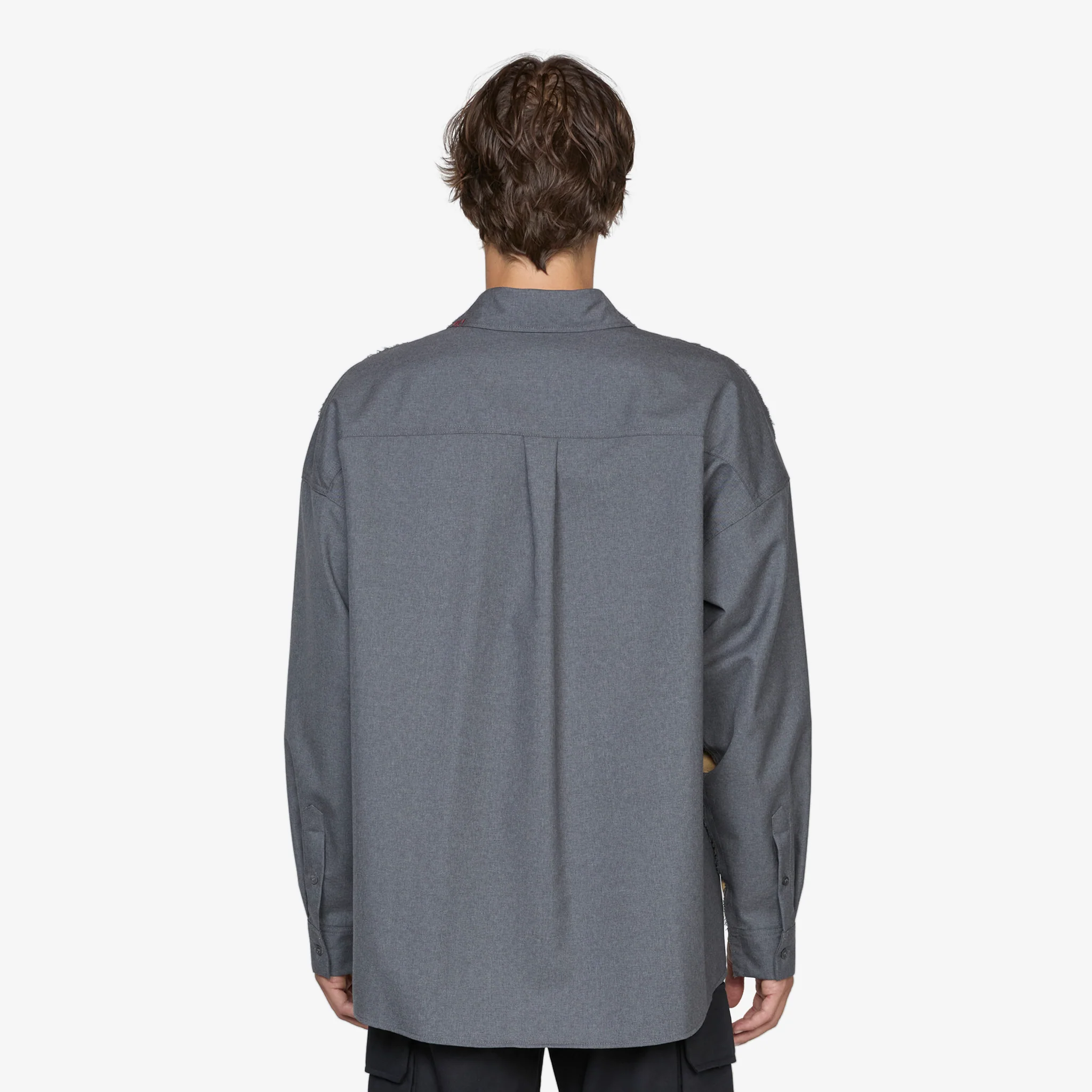Contrast Panel Tropical Wool Shirt Dijon - Image 4