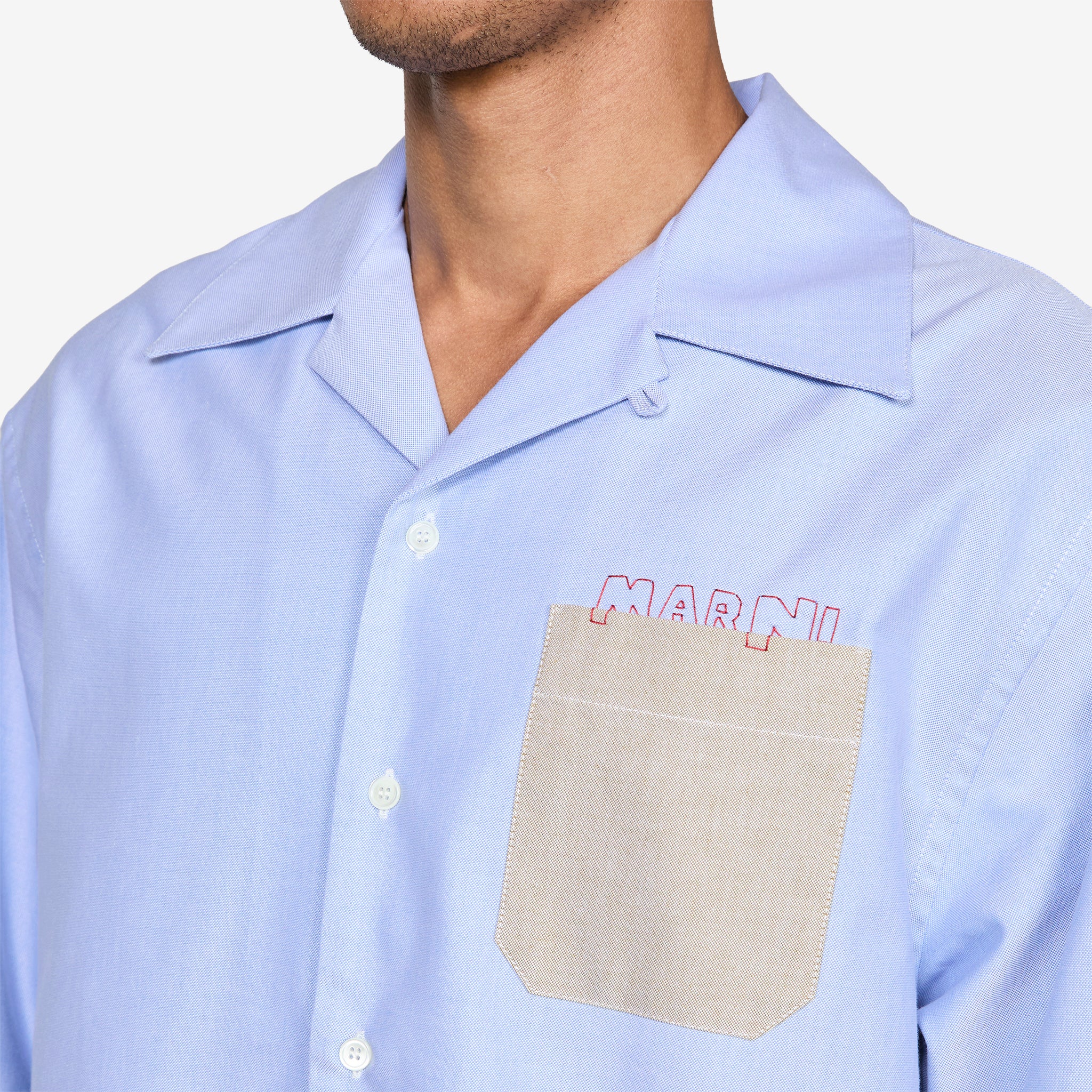Contrast Pocket Bowling Shirt Sapphire - Image 2