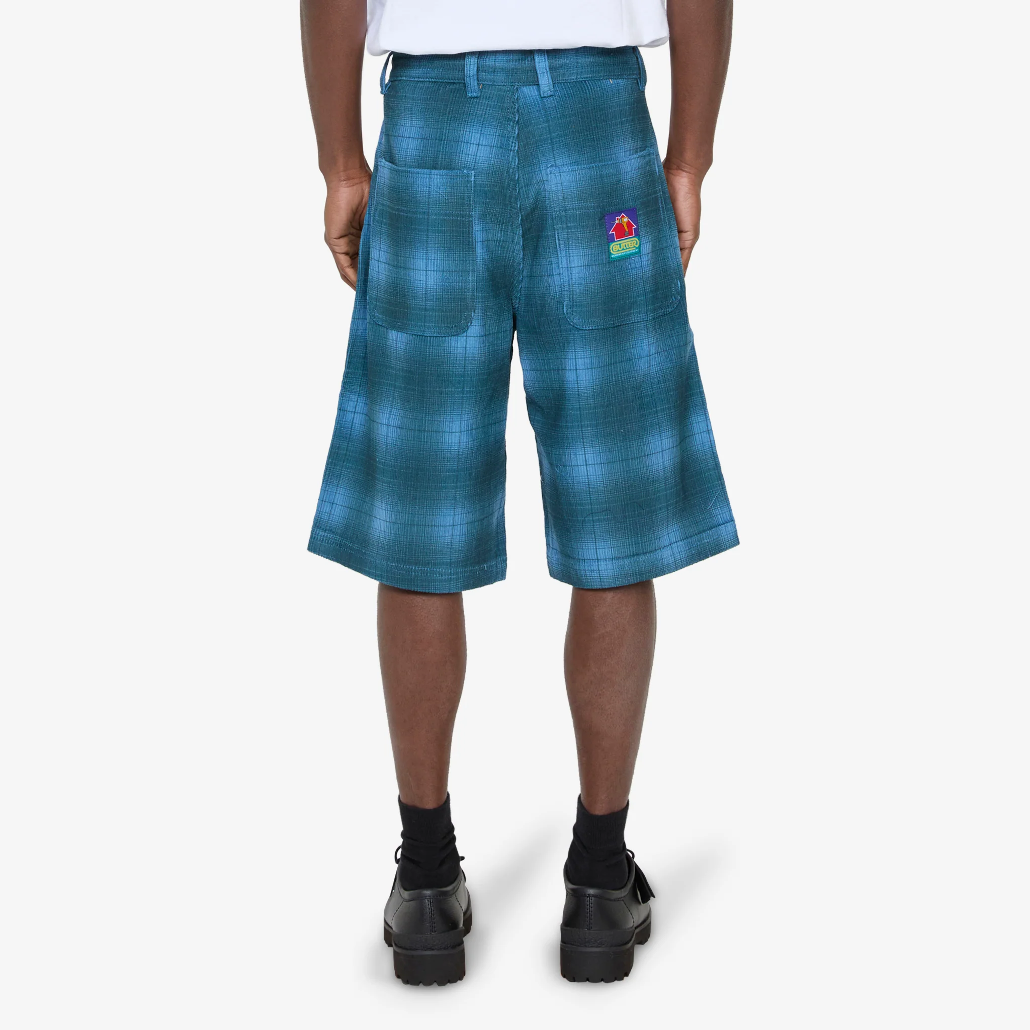 Cord Work Shorts Blue Plaid - Image 3