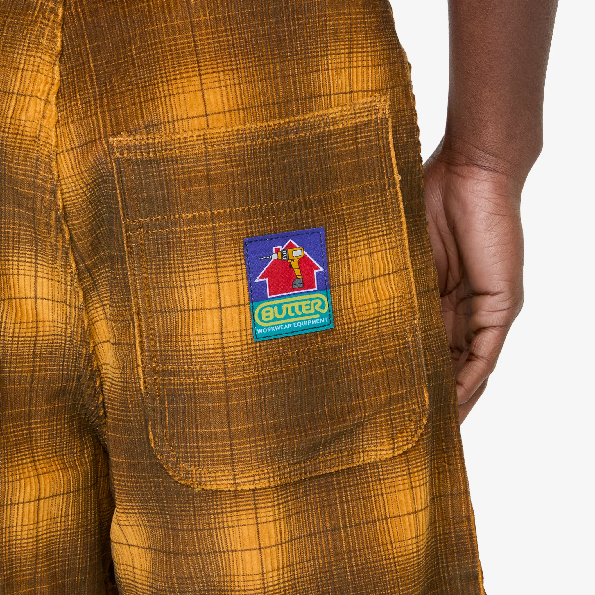 Cord Work Shorts Mustard Plaid - Image 2