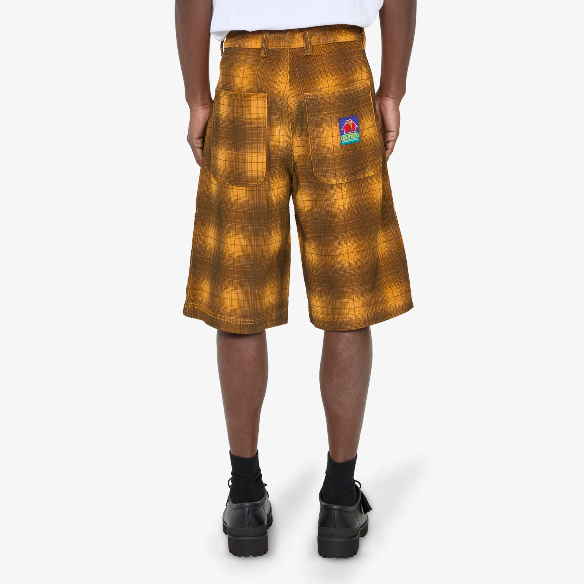 Cord Work Shorts Mustard Plaid - Image 3