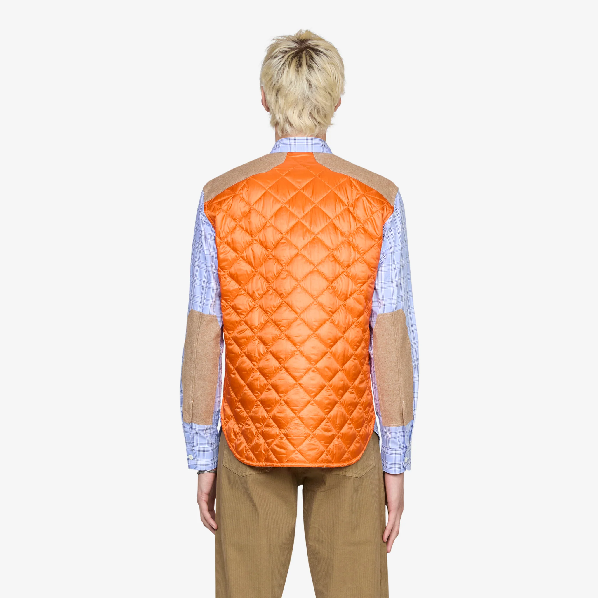 Cotton Check Quilted Nylon Shirt Blue | Orange - Image 2