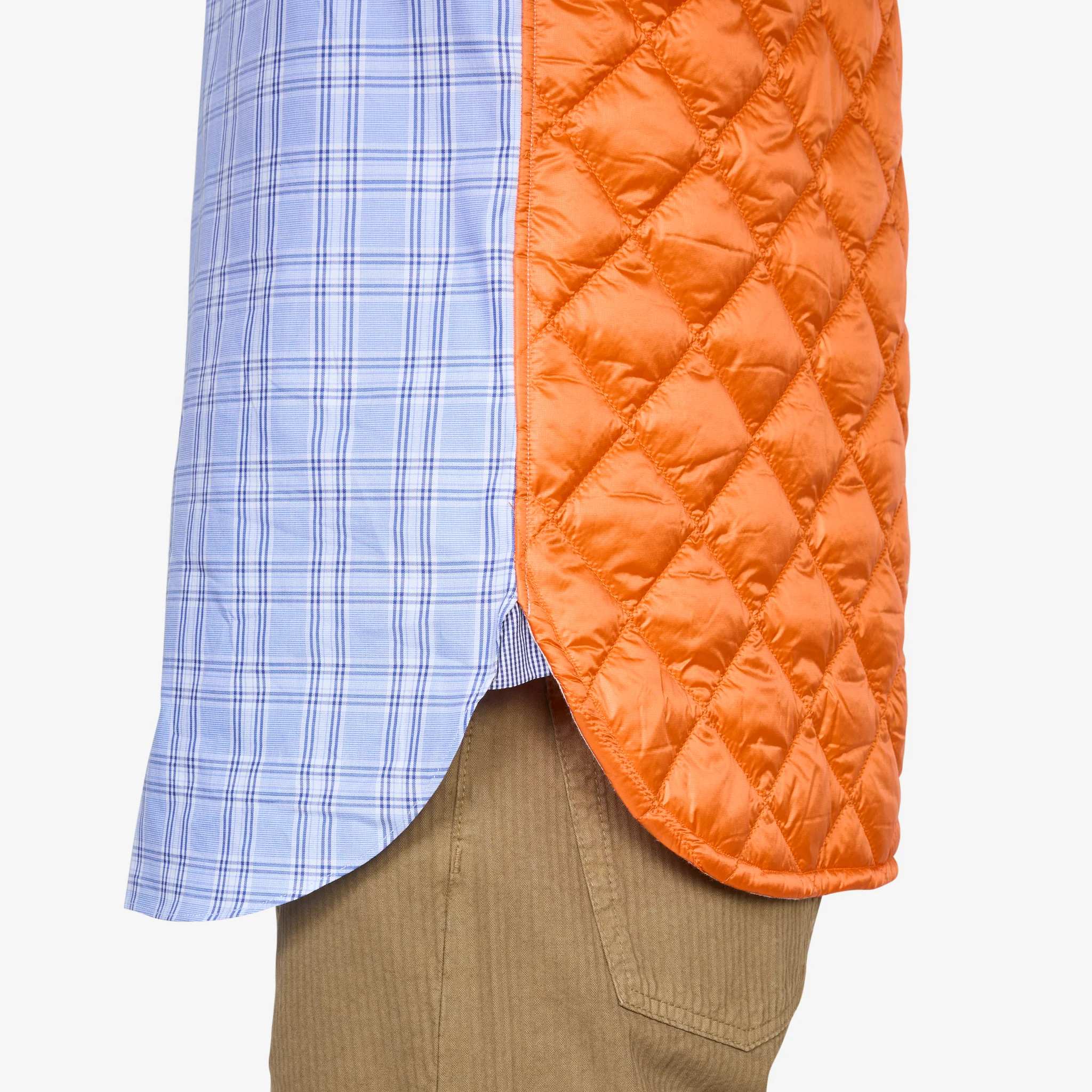 Cotton Check Quilted Nylon Shirt Blue | Orange - Image 3
