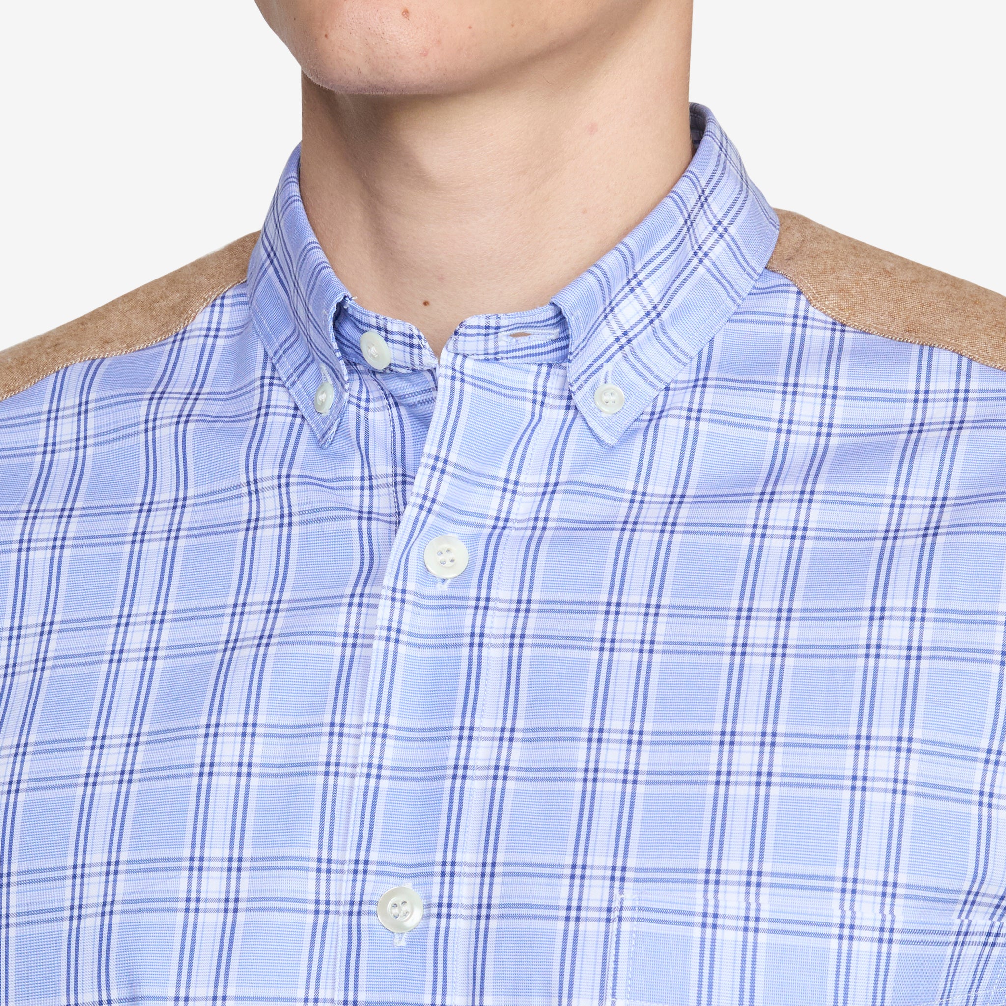 Cotton Check Quilted Nylon Shirt Blue | Orange - Image 4