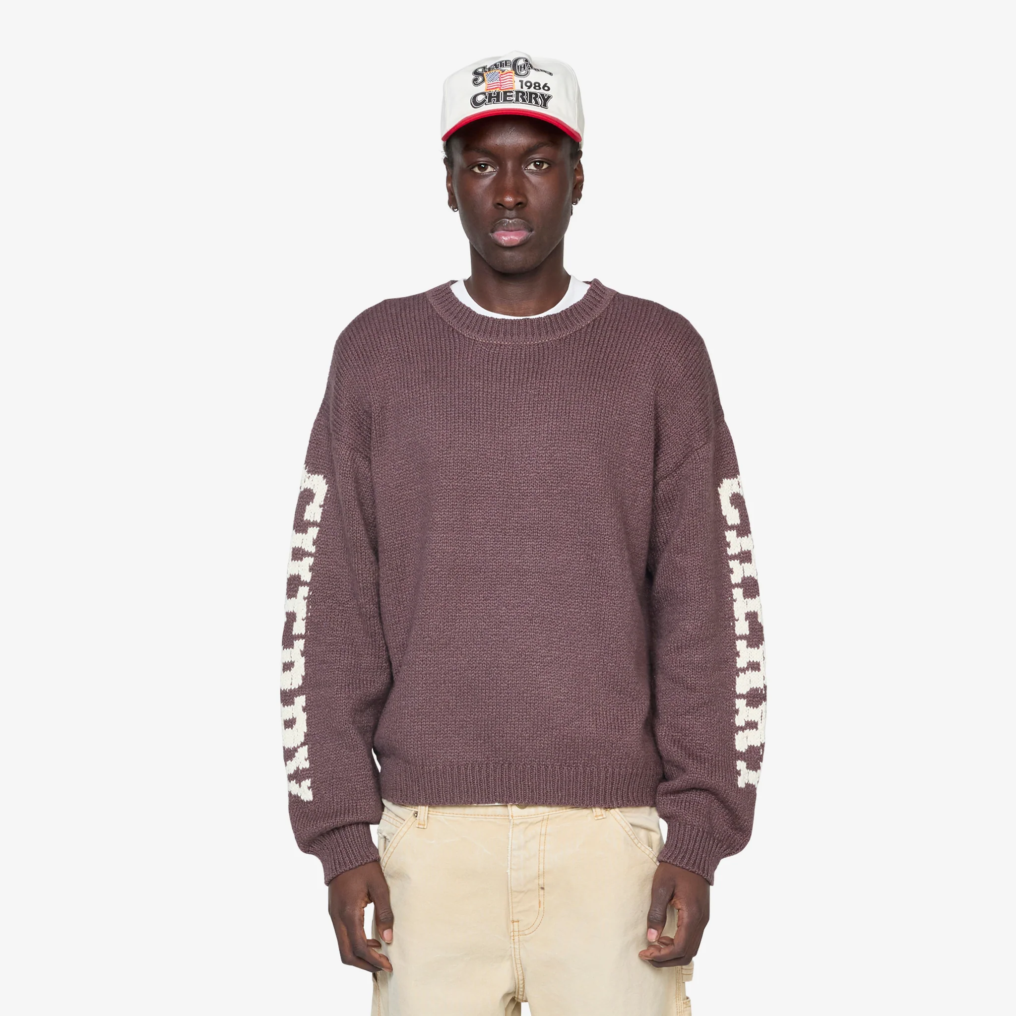 Cotton Knit Crewneck Sweater Mocha Brown