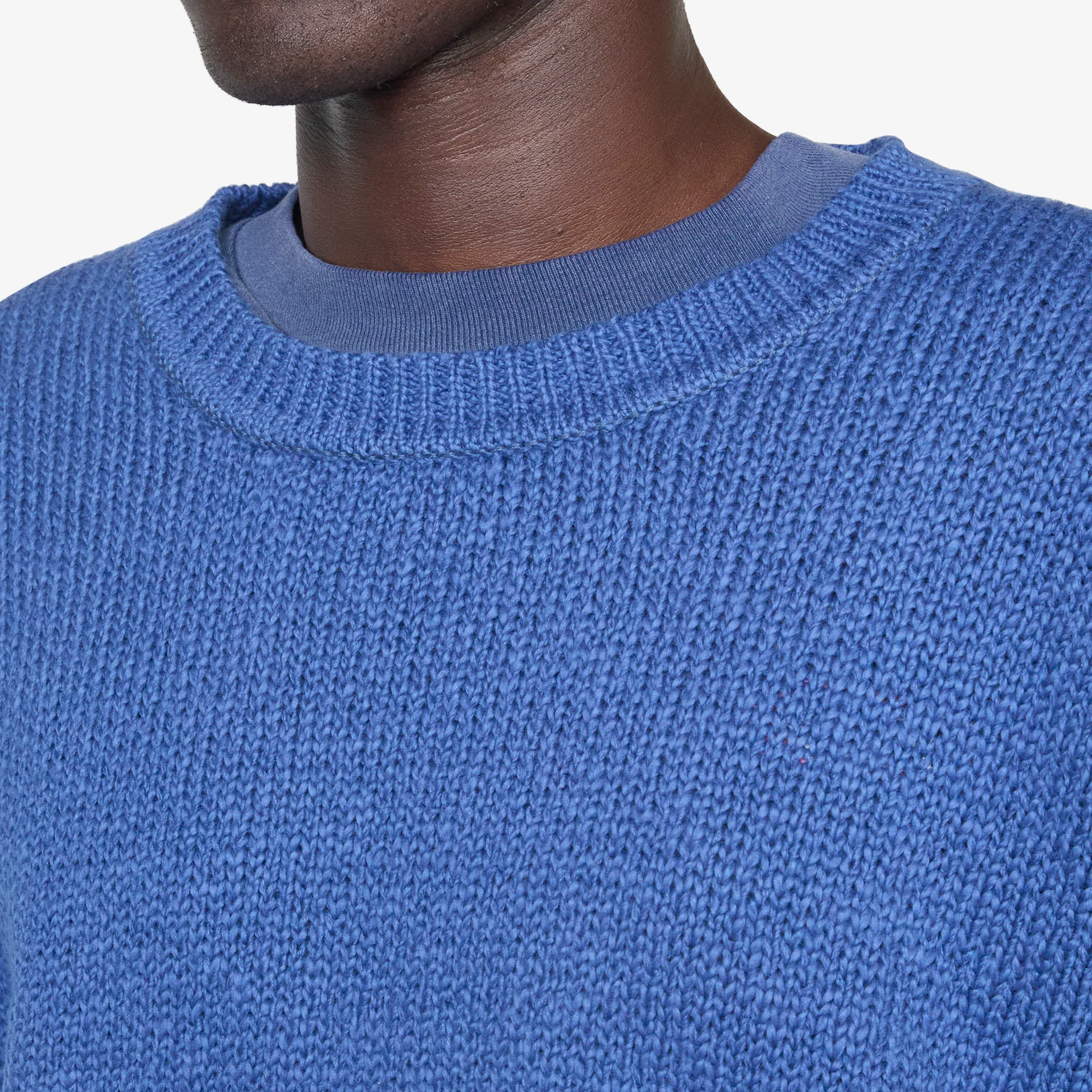Cotton Knit Crewneck Sweater Steel Blue - Image 3