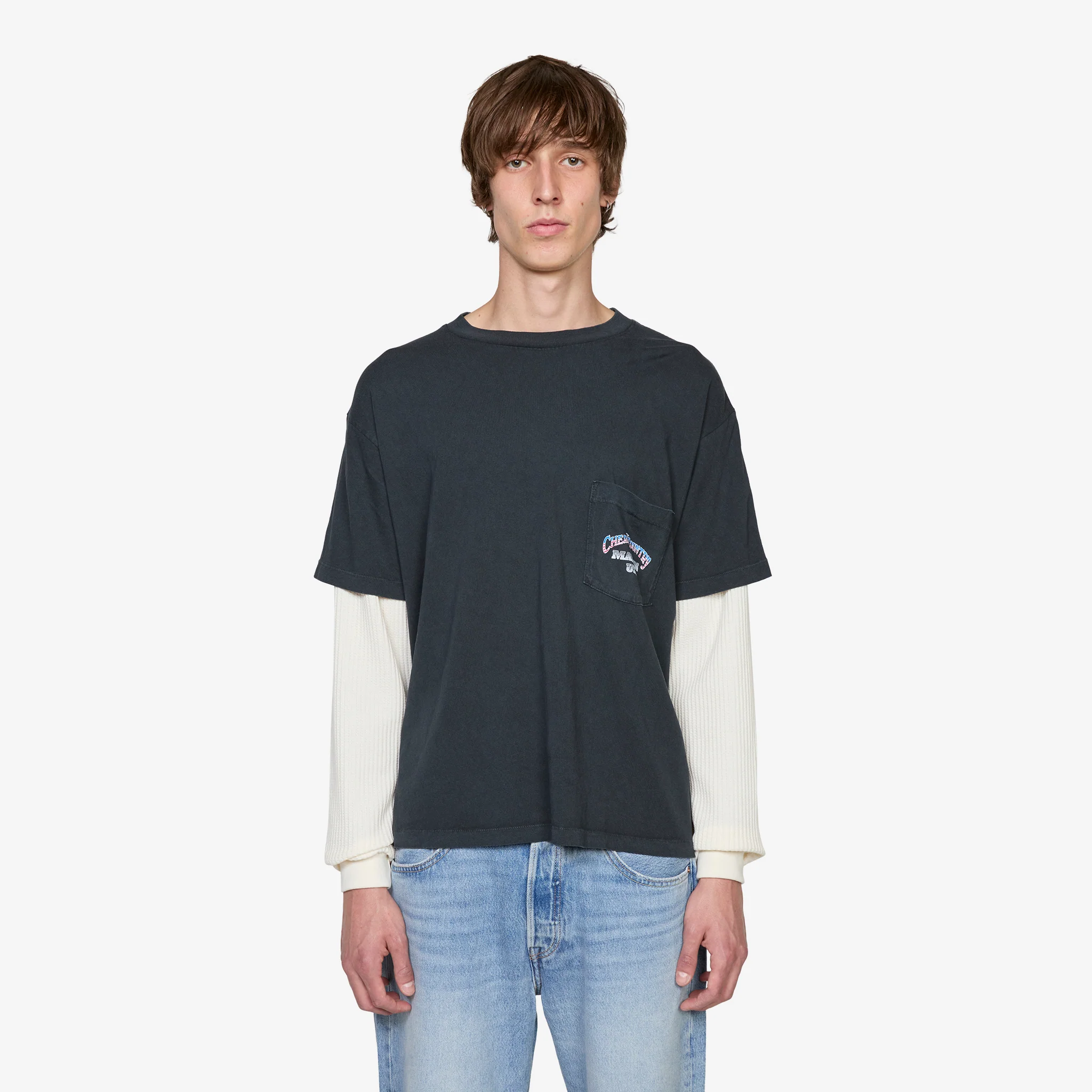 Country Road Boxy Pocket Longsleeve Thermal Vintage Black