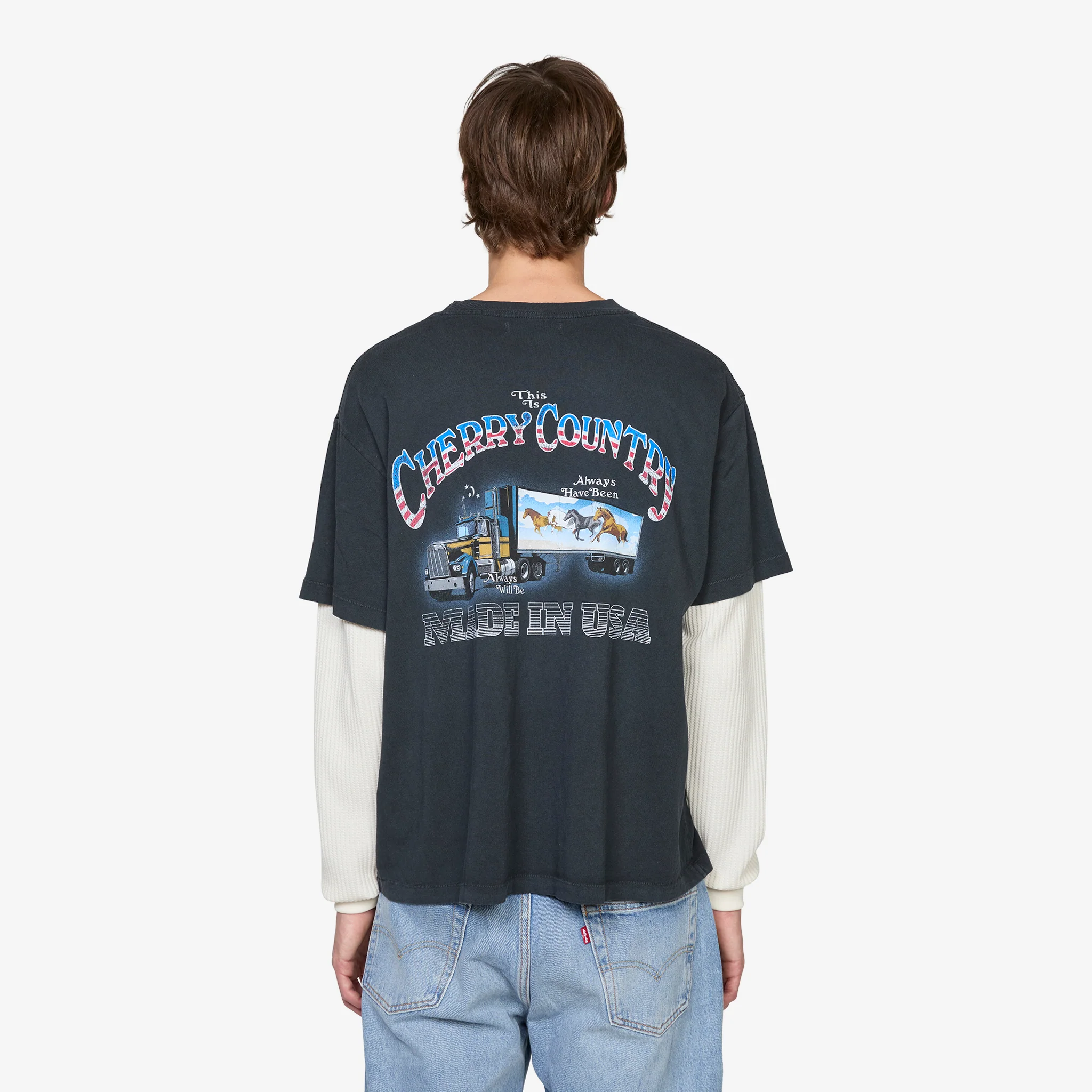 Country Road Boxy Pocket Longsleeve Thermal Vintage Black - Image 2