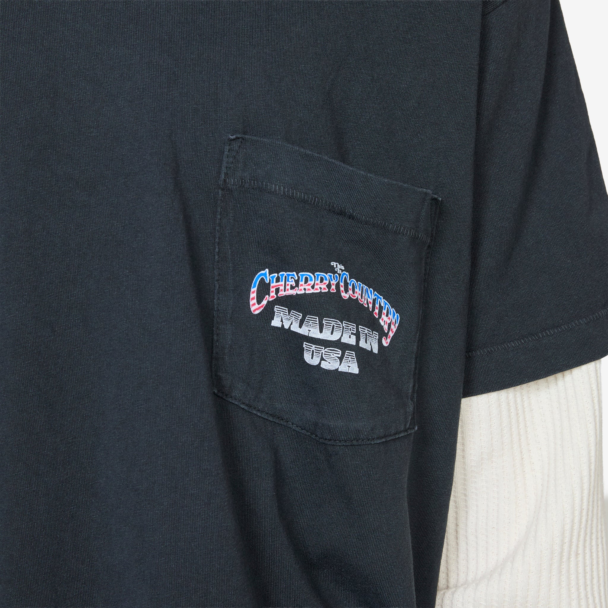 Country Road Boxy Pocket Longsleeve Thermal Vintage Black - Image 4