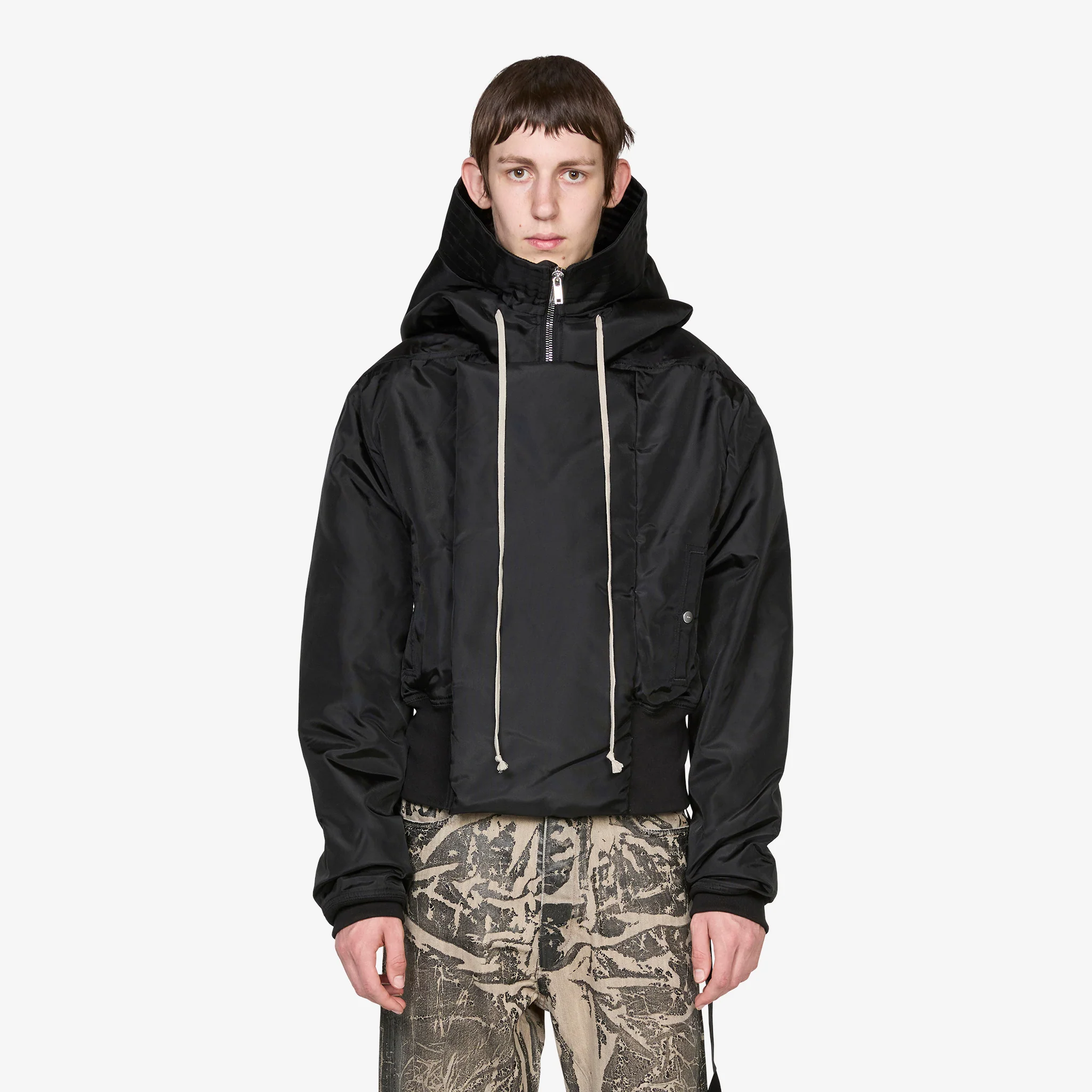 Cropped Alice Parka Black Nylon Canvas