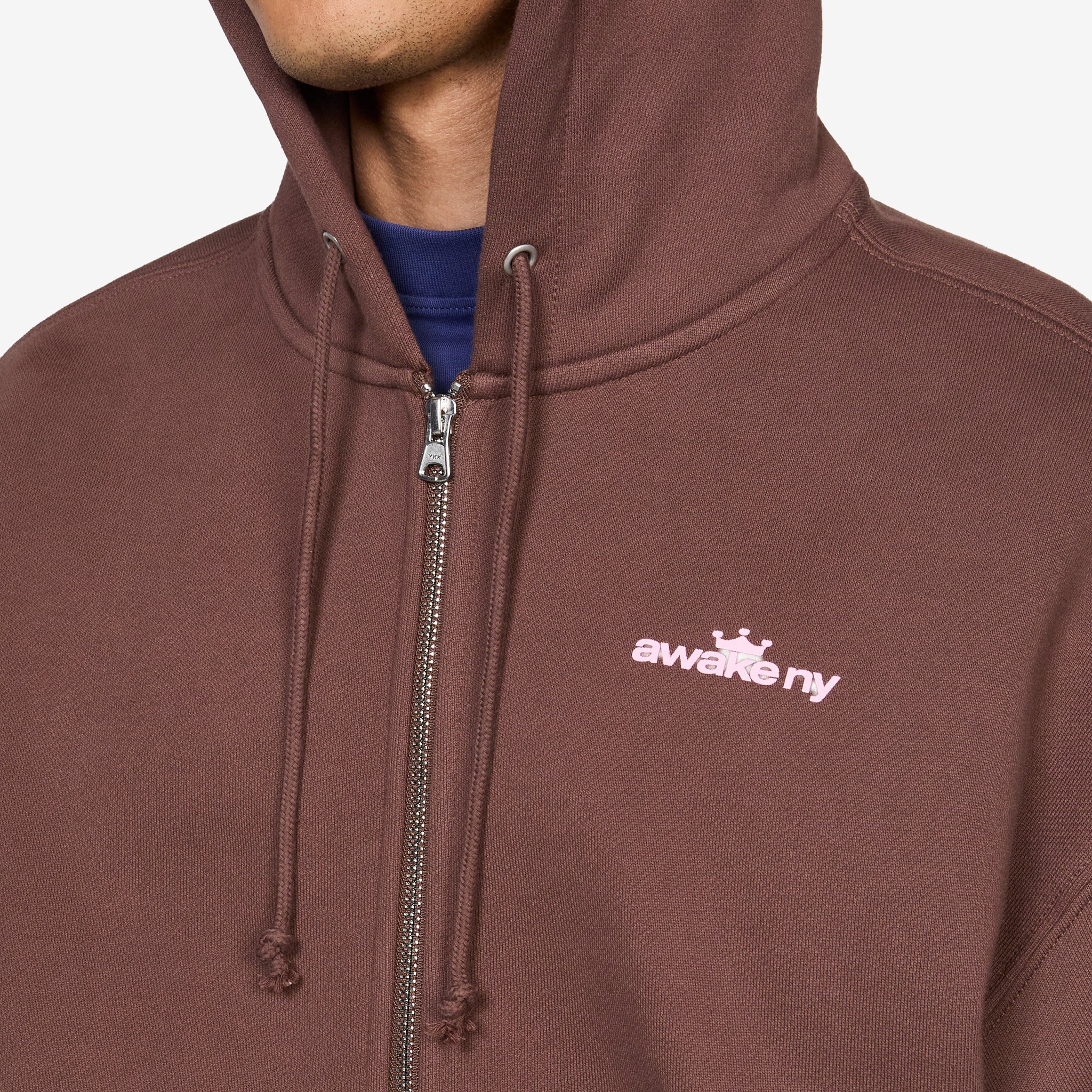 Crown Logo Full-Zip Hoodie Brown - Image 3