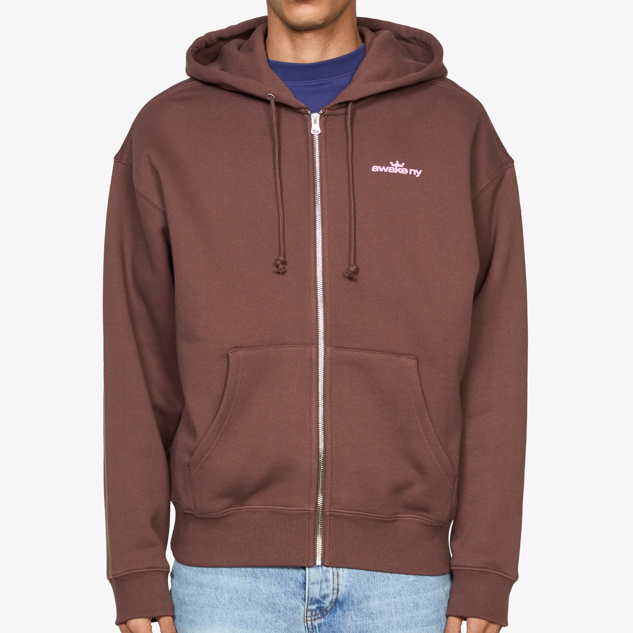 Crown Logo Full-Zip Hoodie Brown - Image 4