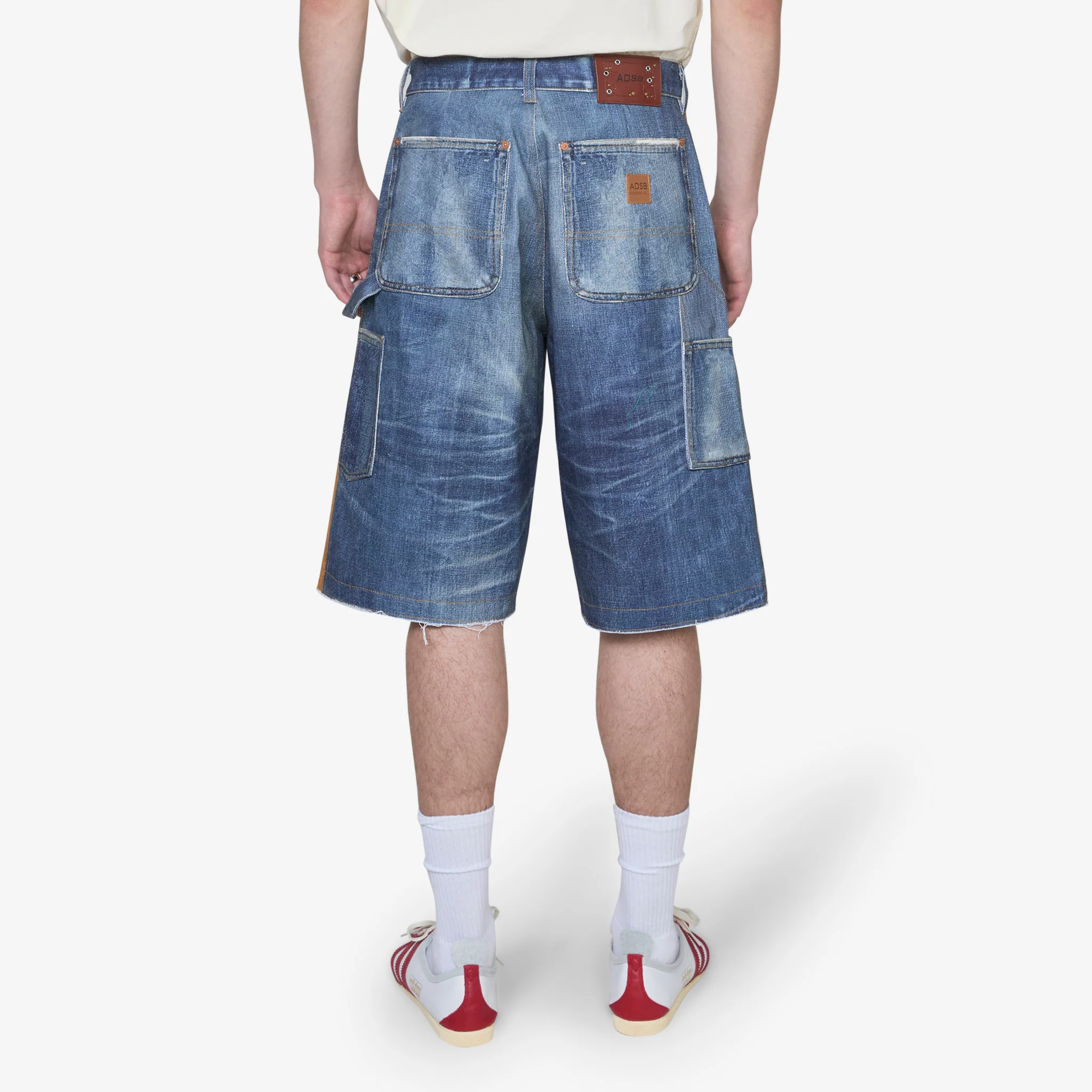 Denim Trompe L'oeil Double Knee Shorts Blue - Image 3