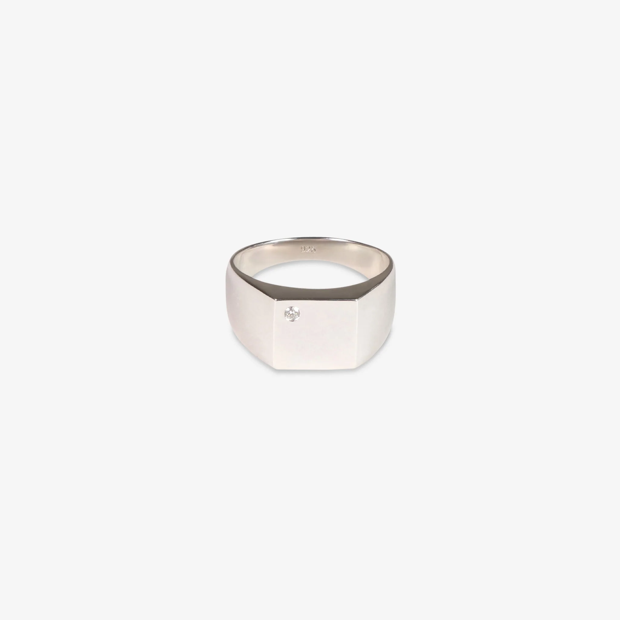 Diamond Signet Ring Silver