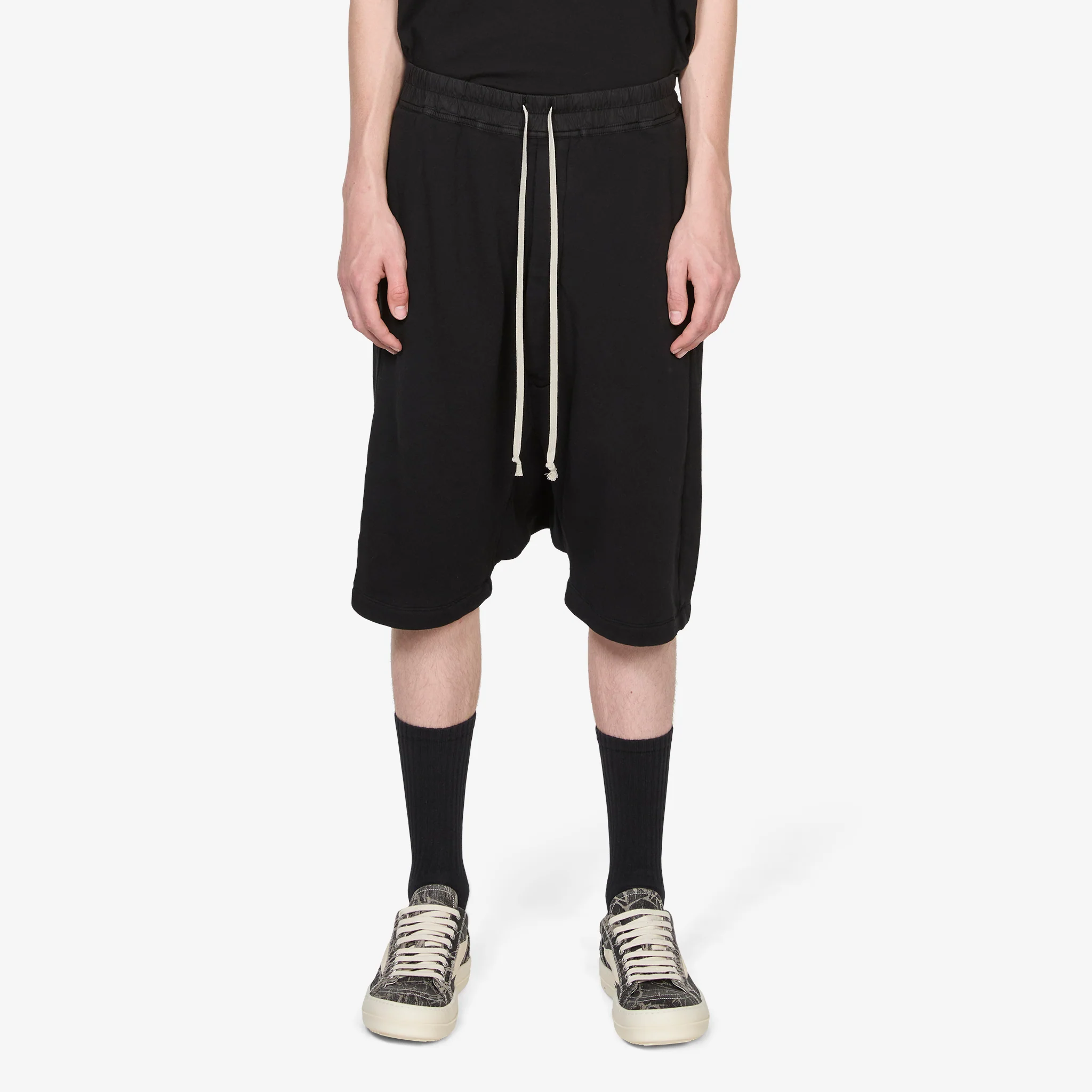 Drawstring Pods Black Slub Felpa
