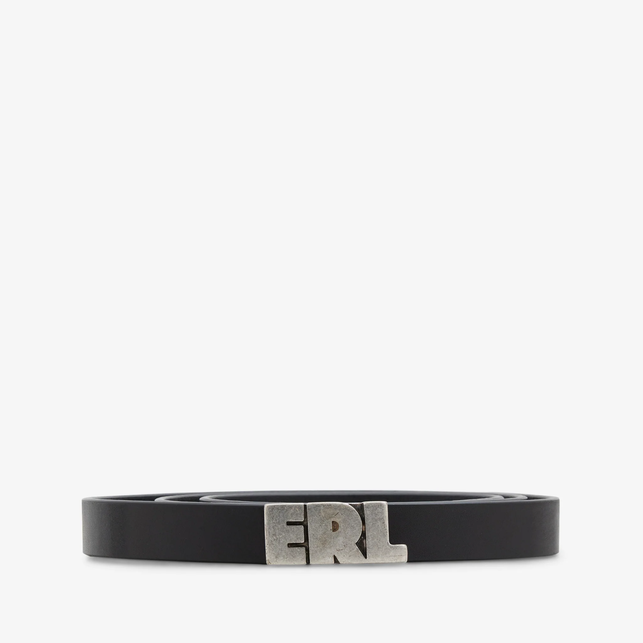 ERL Logo Skinny Leather Belt Black