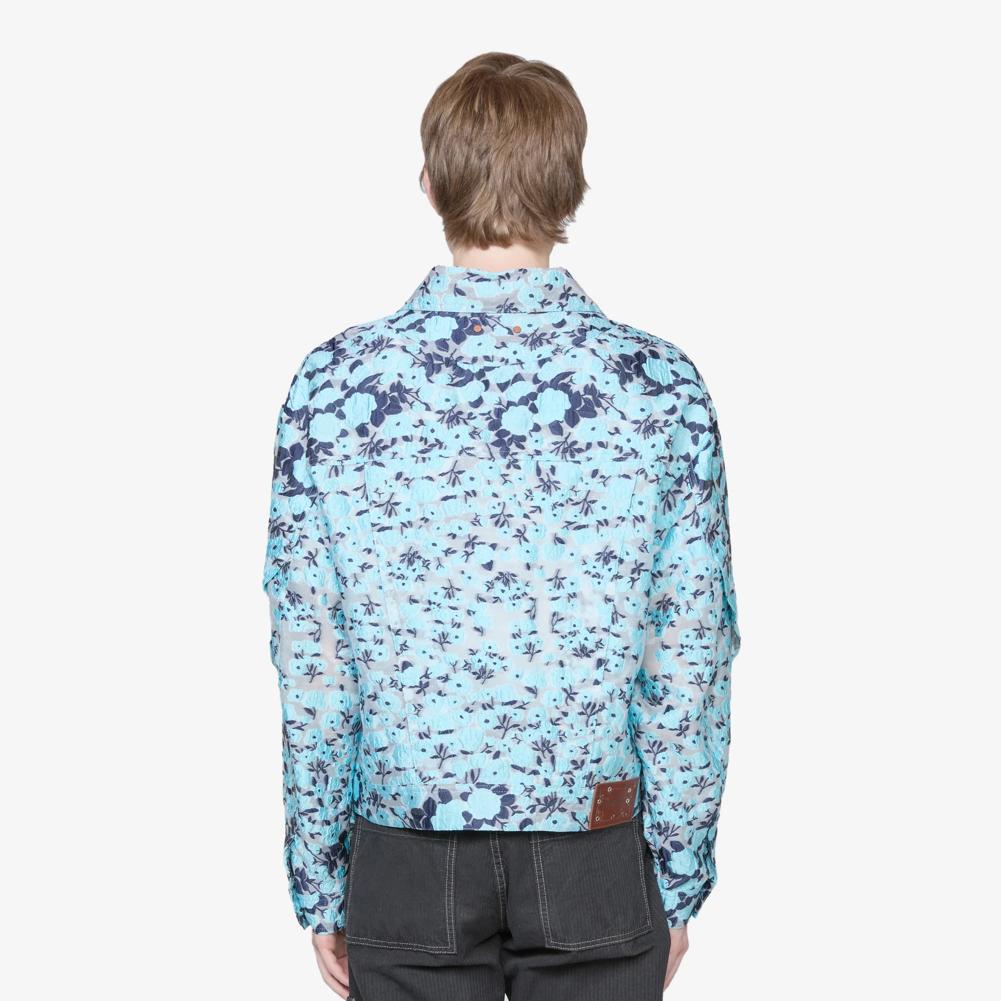 Fabrian Flower Zip-Up Jacket Sky Blue - Image 4