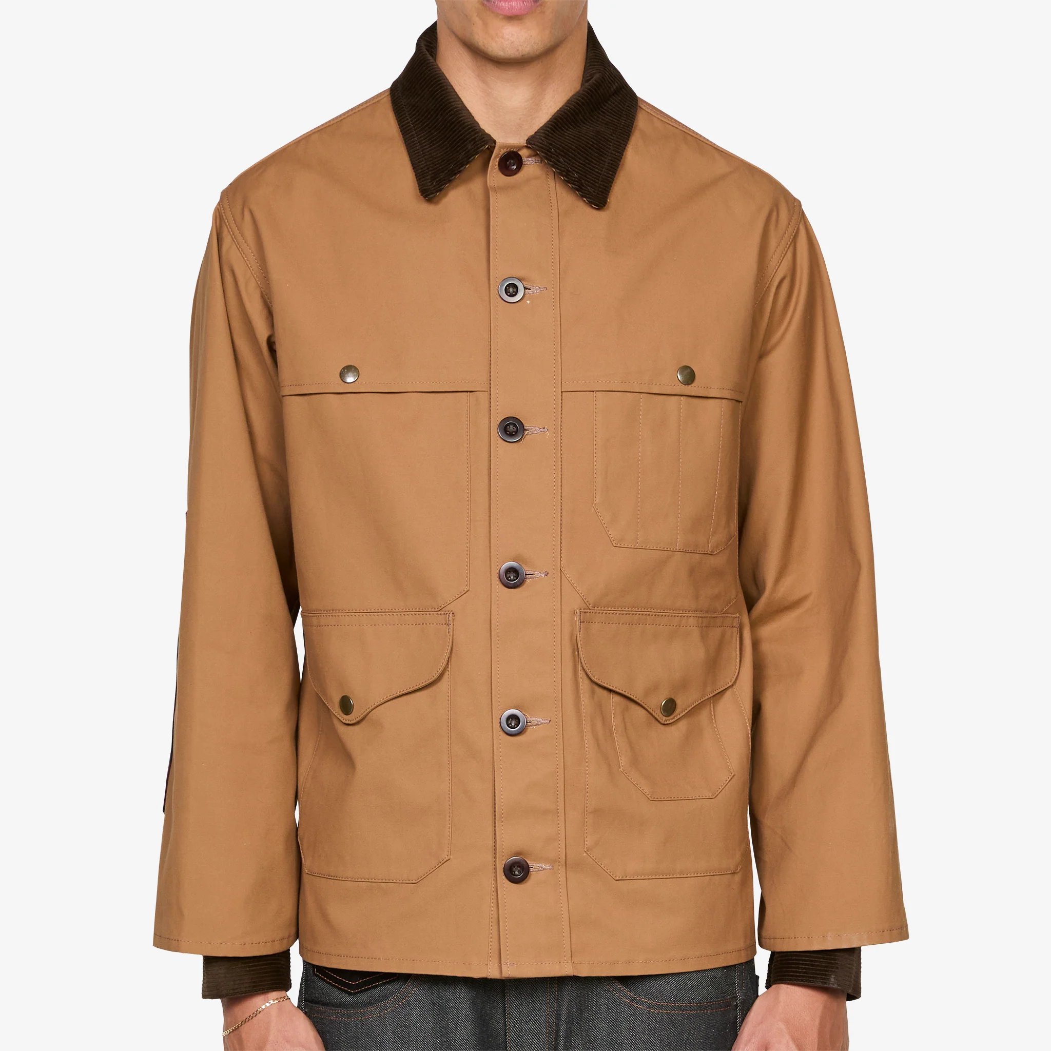 Filson Cotton Oxford Flannel Check Jacket Beige | Black | Red - Image 6
