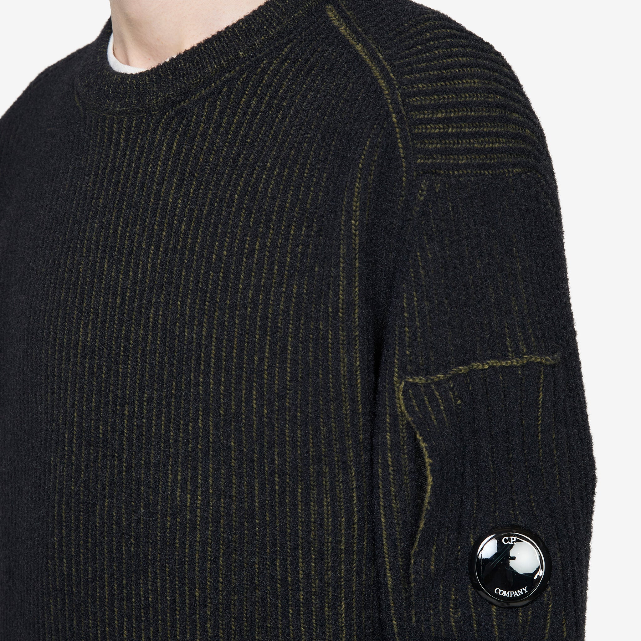 Fleece Knit Crewneck Lens Sweater Capers - Image 2