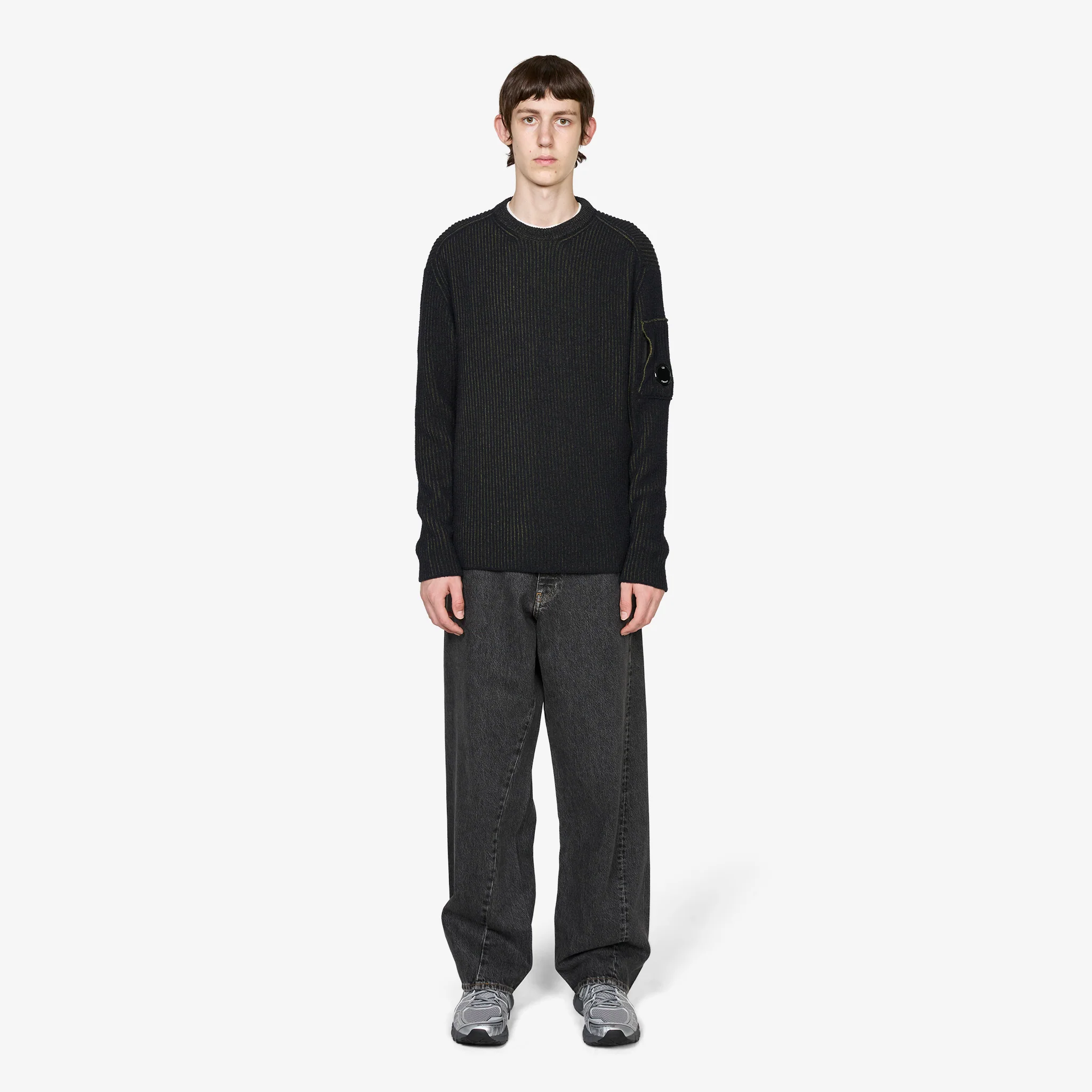 Fleece Knit Crewneck Lens Sweater Capers - Image 5