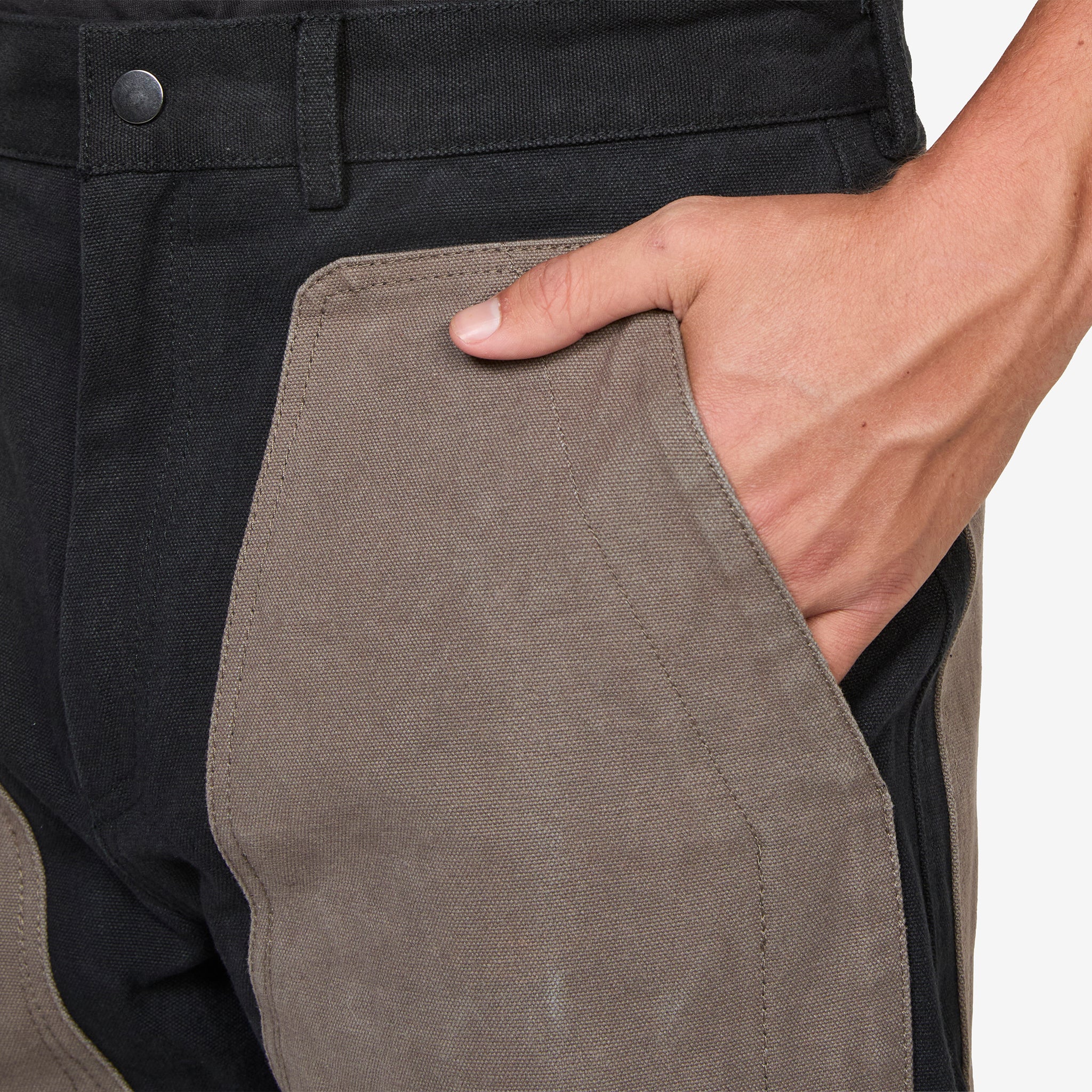 Fomes Double Knee Washed Canvas Pant Black Grey - Image 4