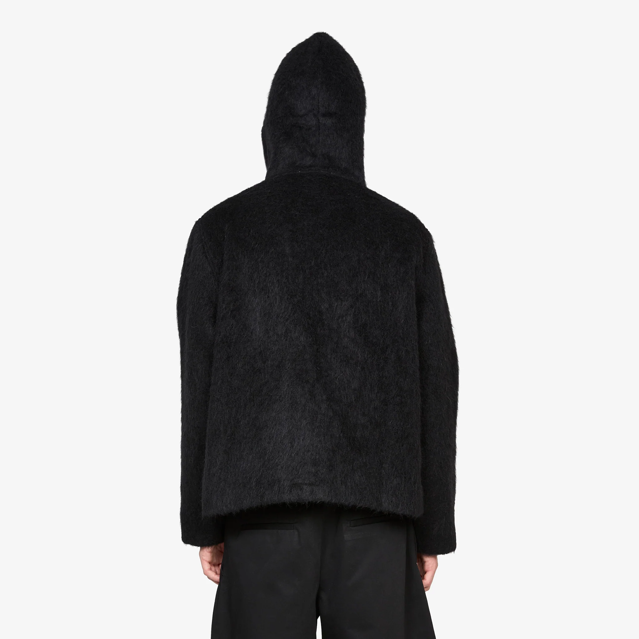 Full Zip Hood Black Hairy Wool - Image 3