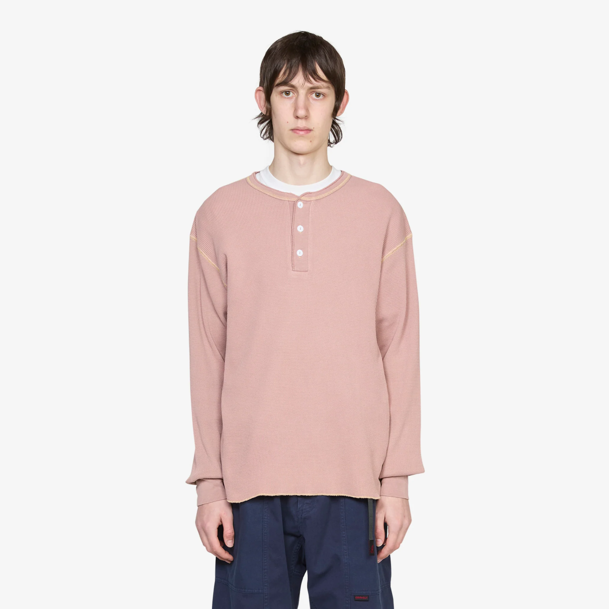 Healthknit Waffle Henley Plum Pigment