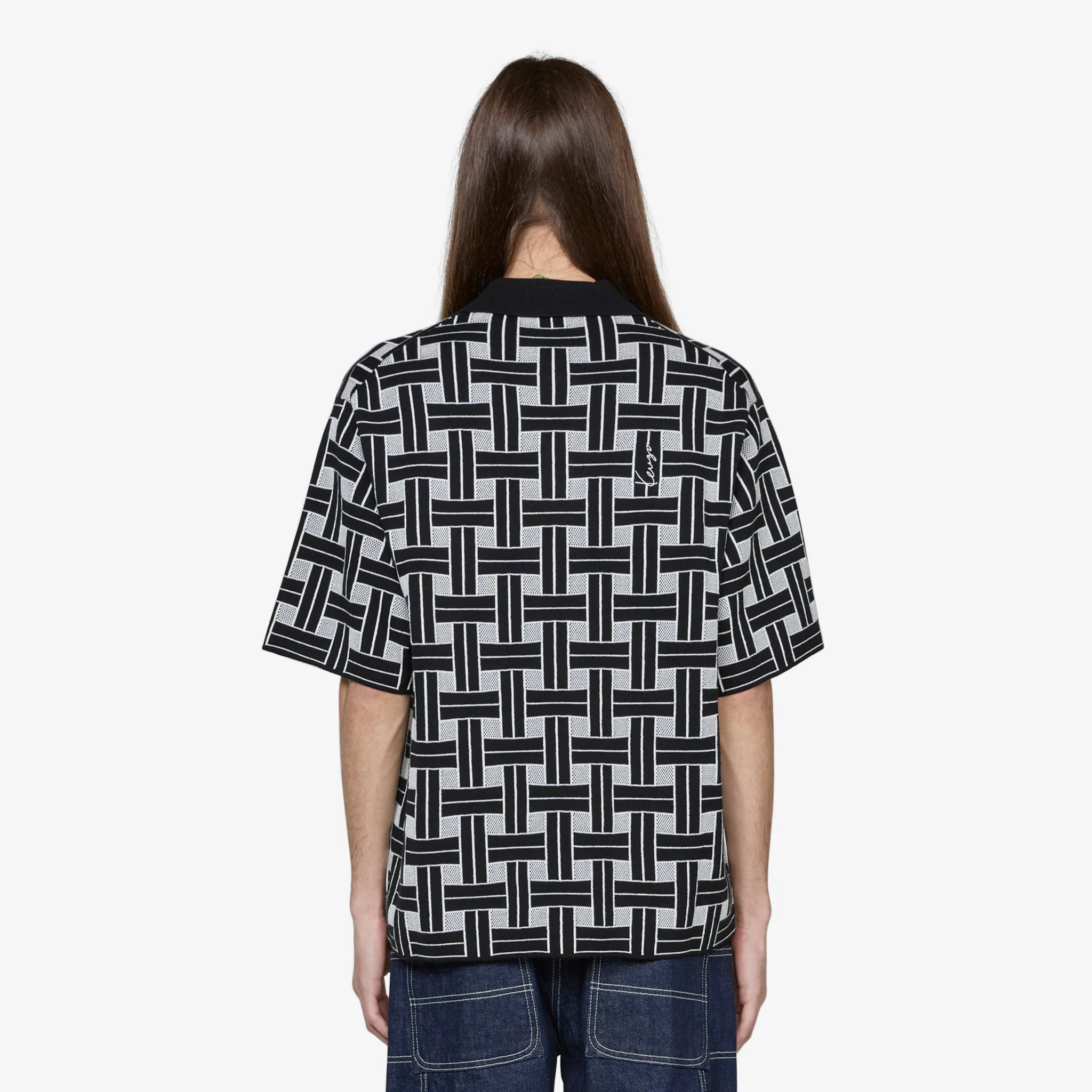 'KENZO Weave' Embroidered Polo Black - Image 3
