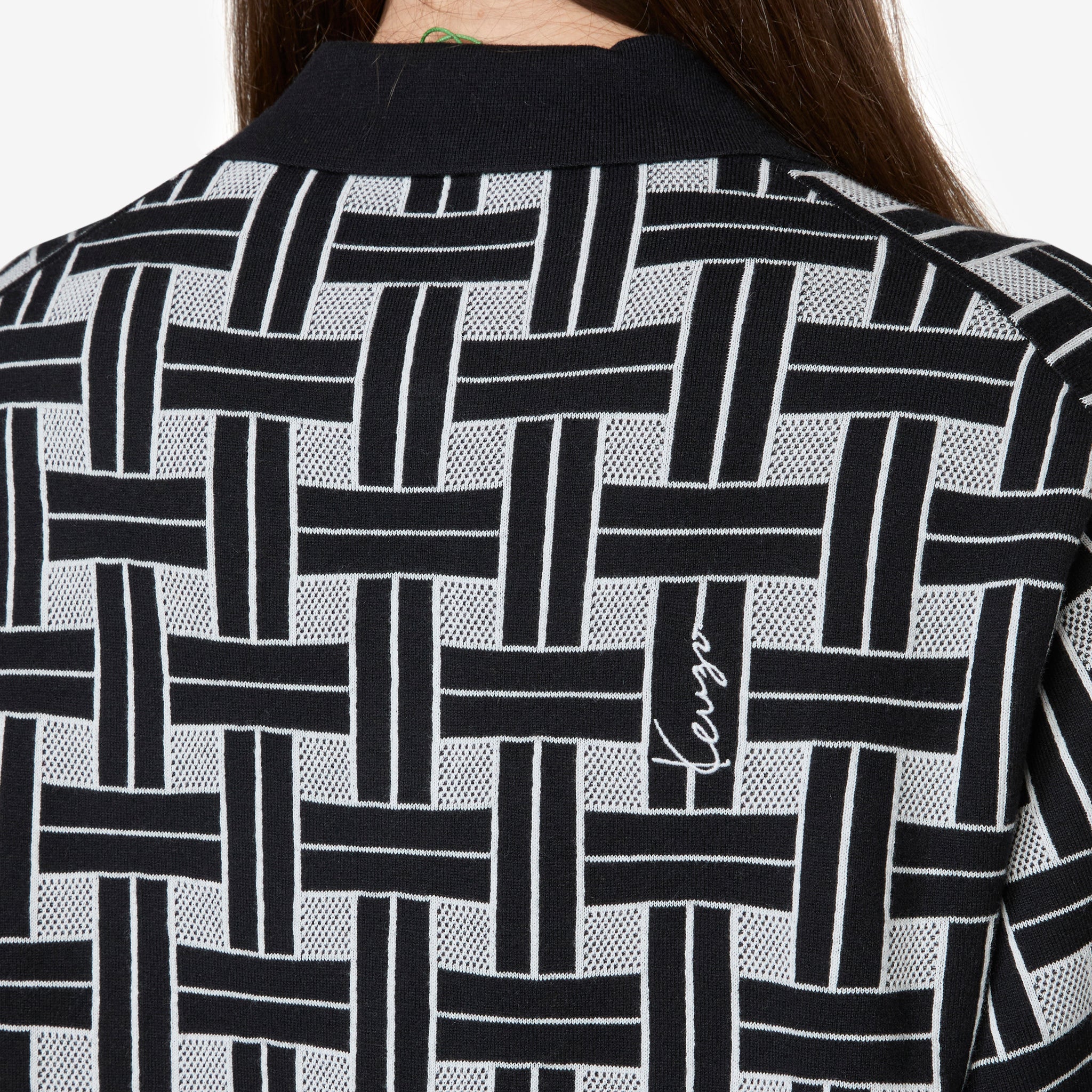 'KENZO Weave' Embroidered Polo Black - Image 4