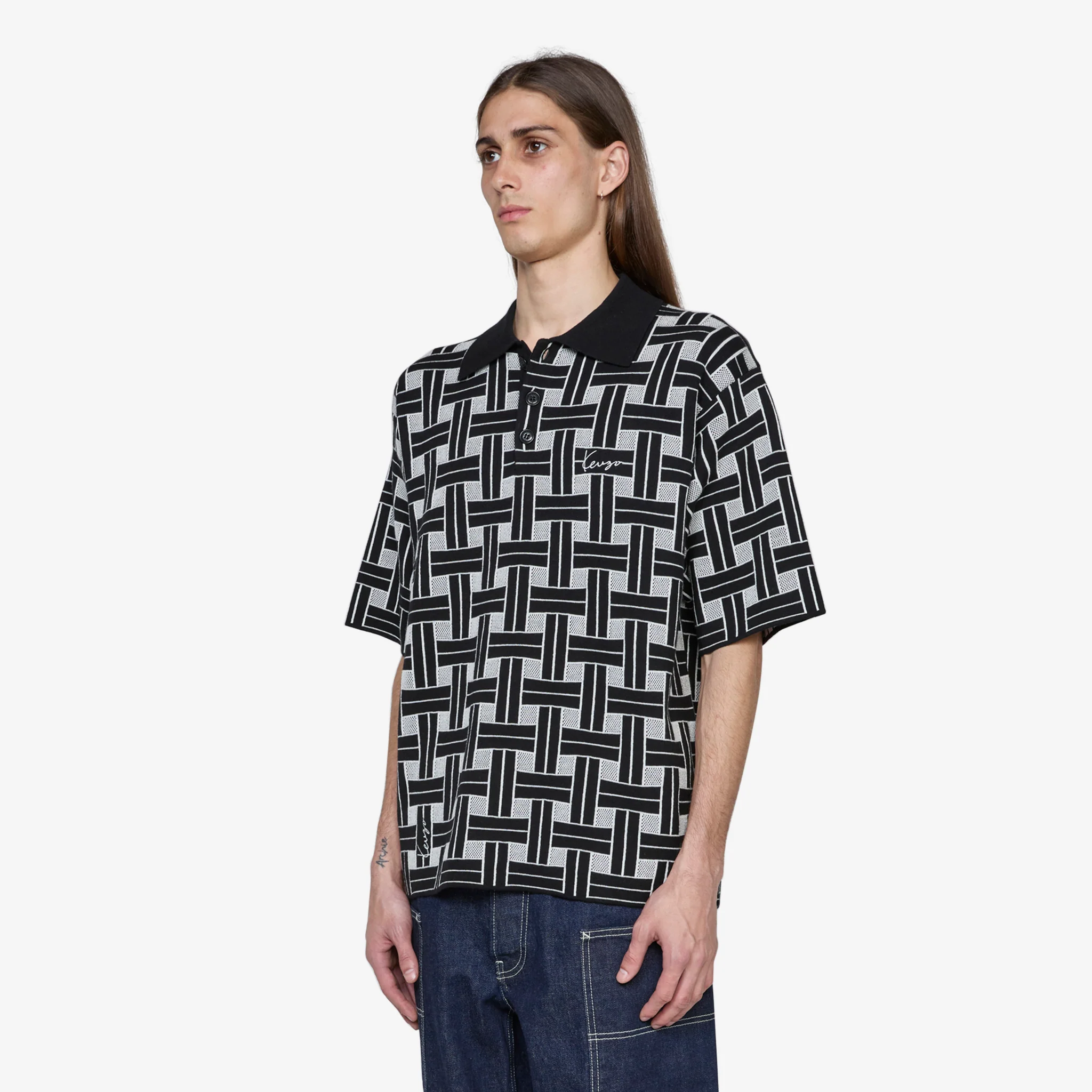 'KENZO Weave' Embroidered Polo Black - Image 5