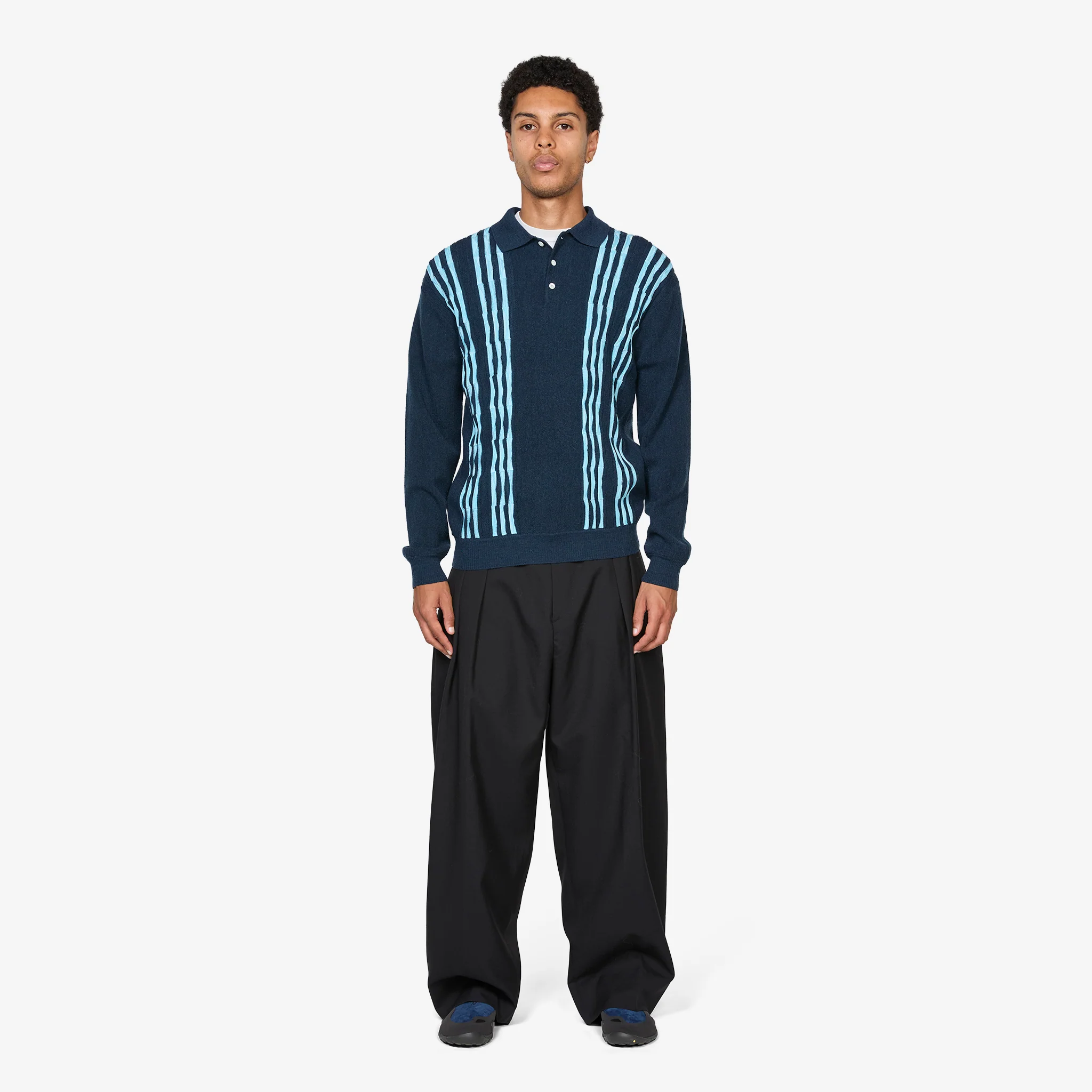 Knit Polo Born Stripe 14G Navy - Image 5