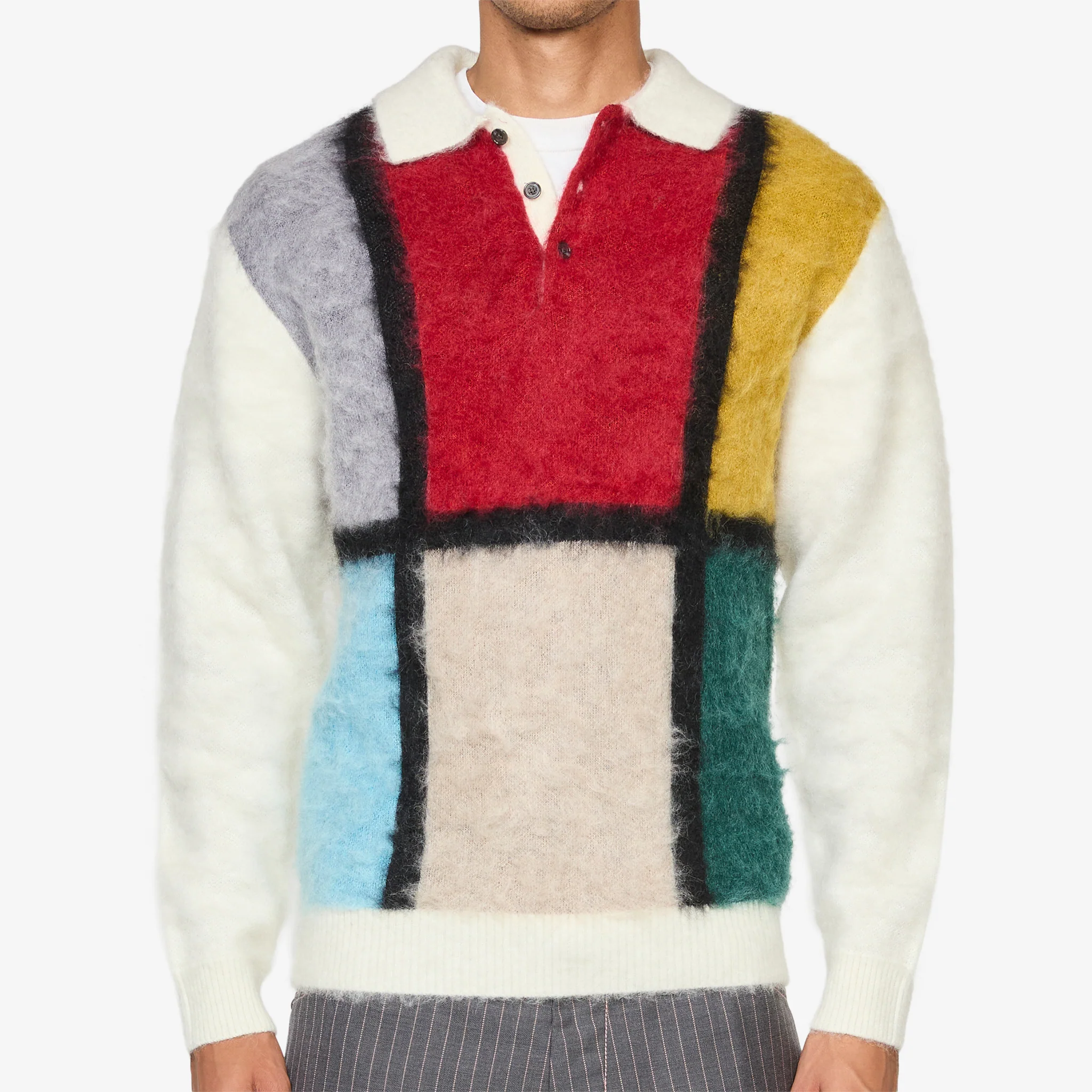 Knit Polo Shaggy 9G White - Image 2