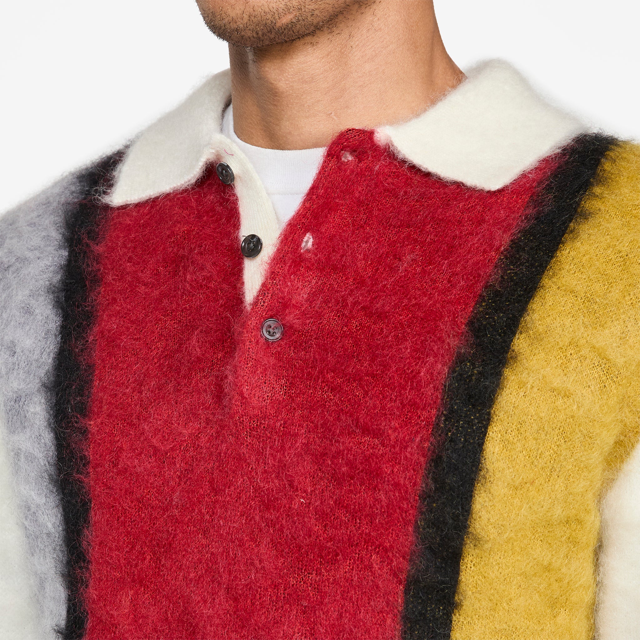 Knit Polo Shaggy 9G White - Image 3