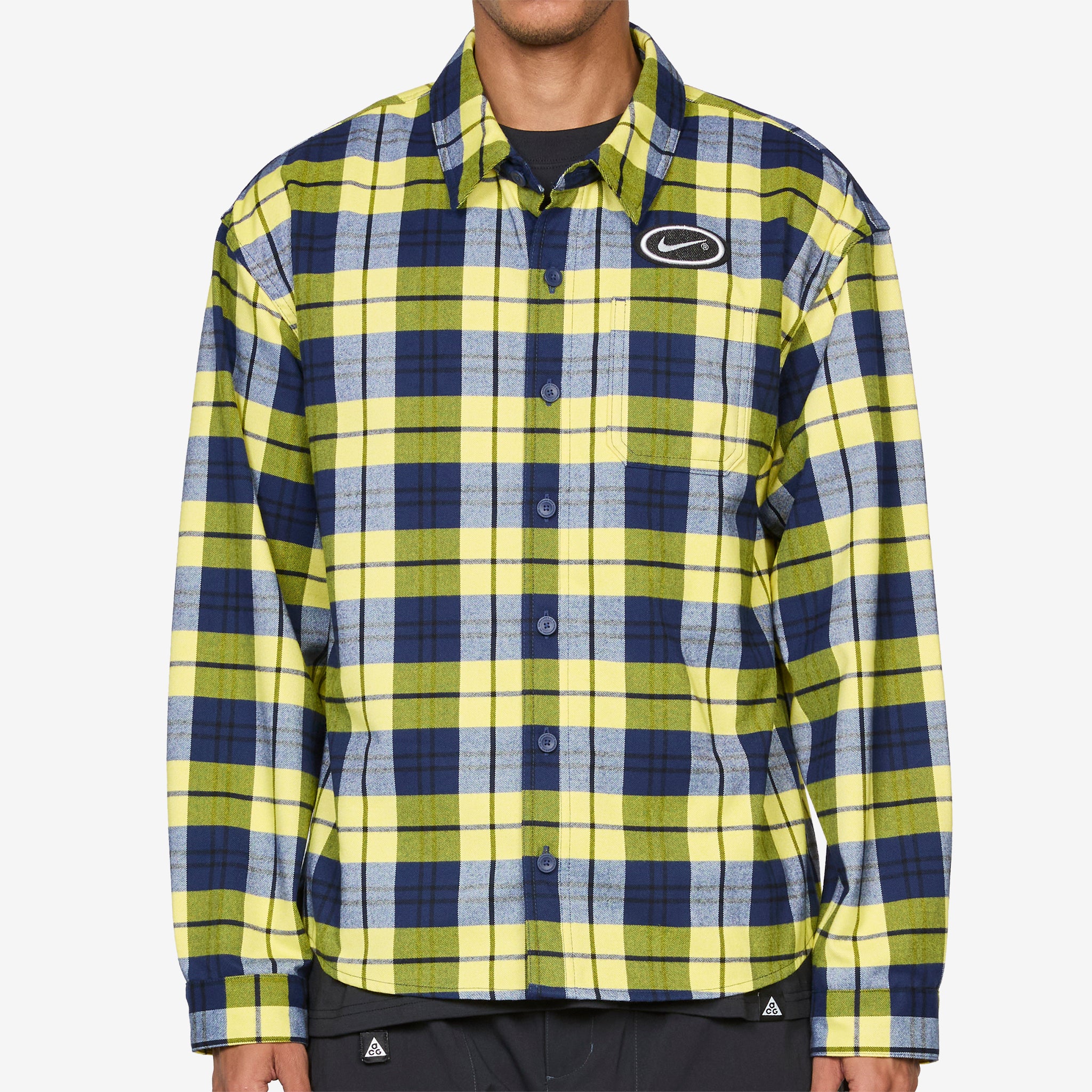 Koston Flannel Longsleeve Button Up Midnight Navy | Speed Yellow - Image 5