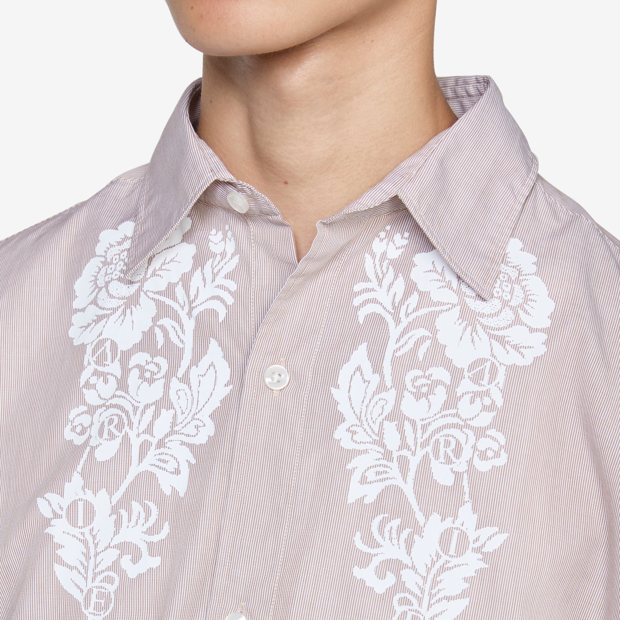 Lace Overprinted Poplin Shirt Brown - Image 3